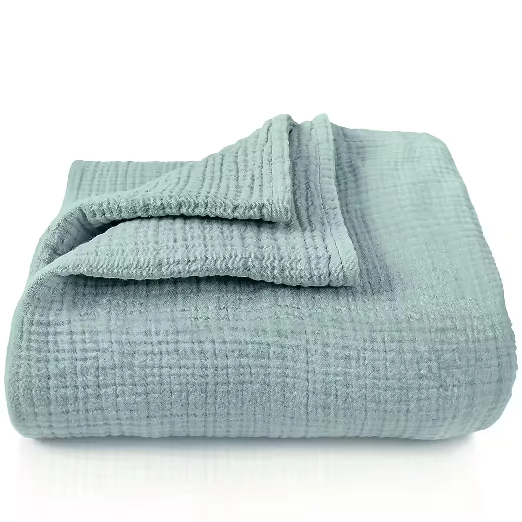 LAYNENBURG Premium Musselin Babydecke 4-lagig 100 Prozent Baumwolle