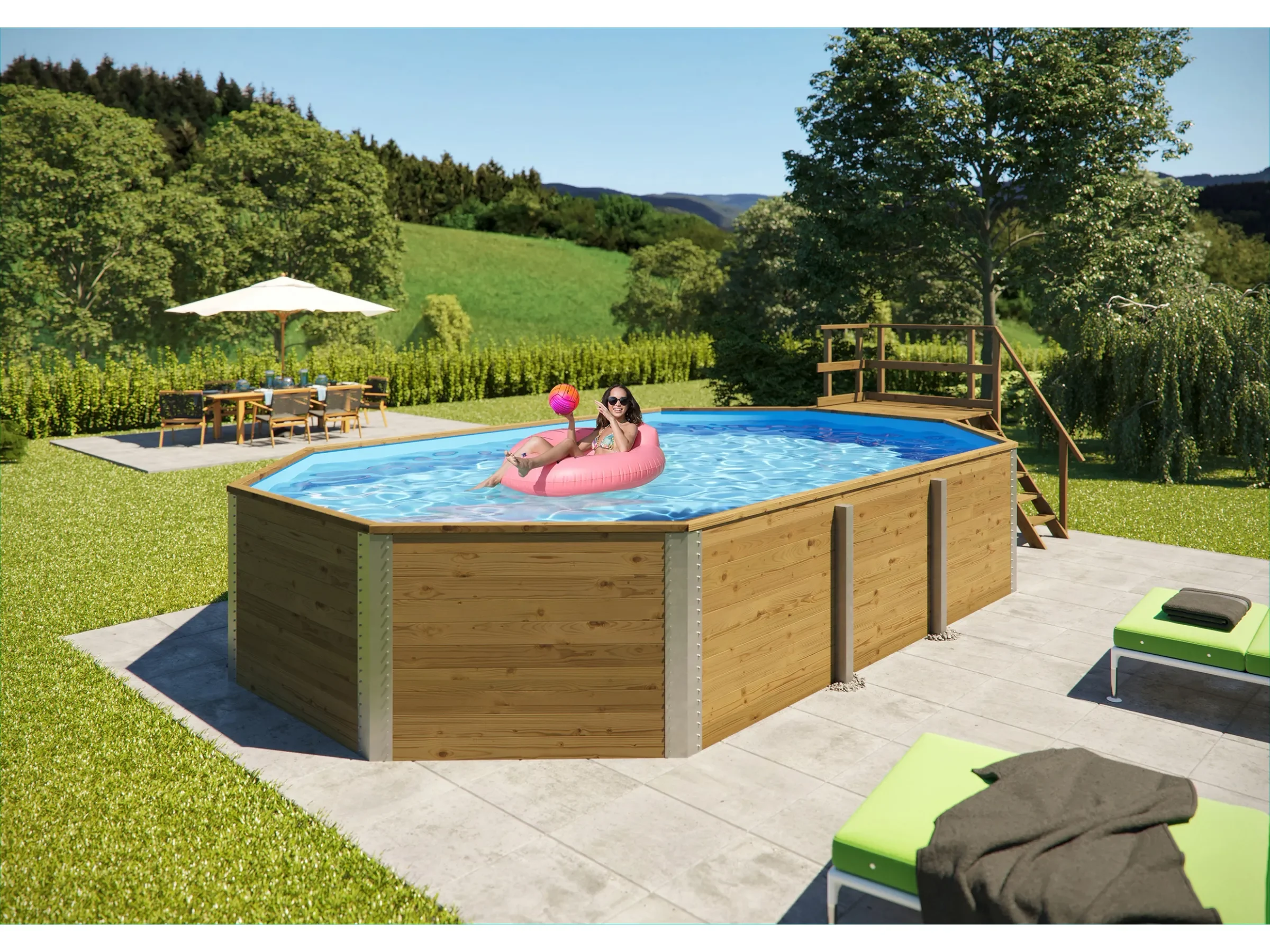 Weka Massivholzpool 594 Sparset Holz Aufstellpool Gartenpool