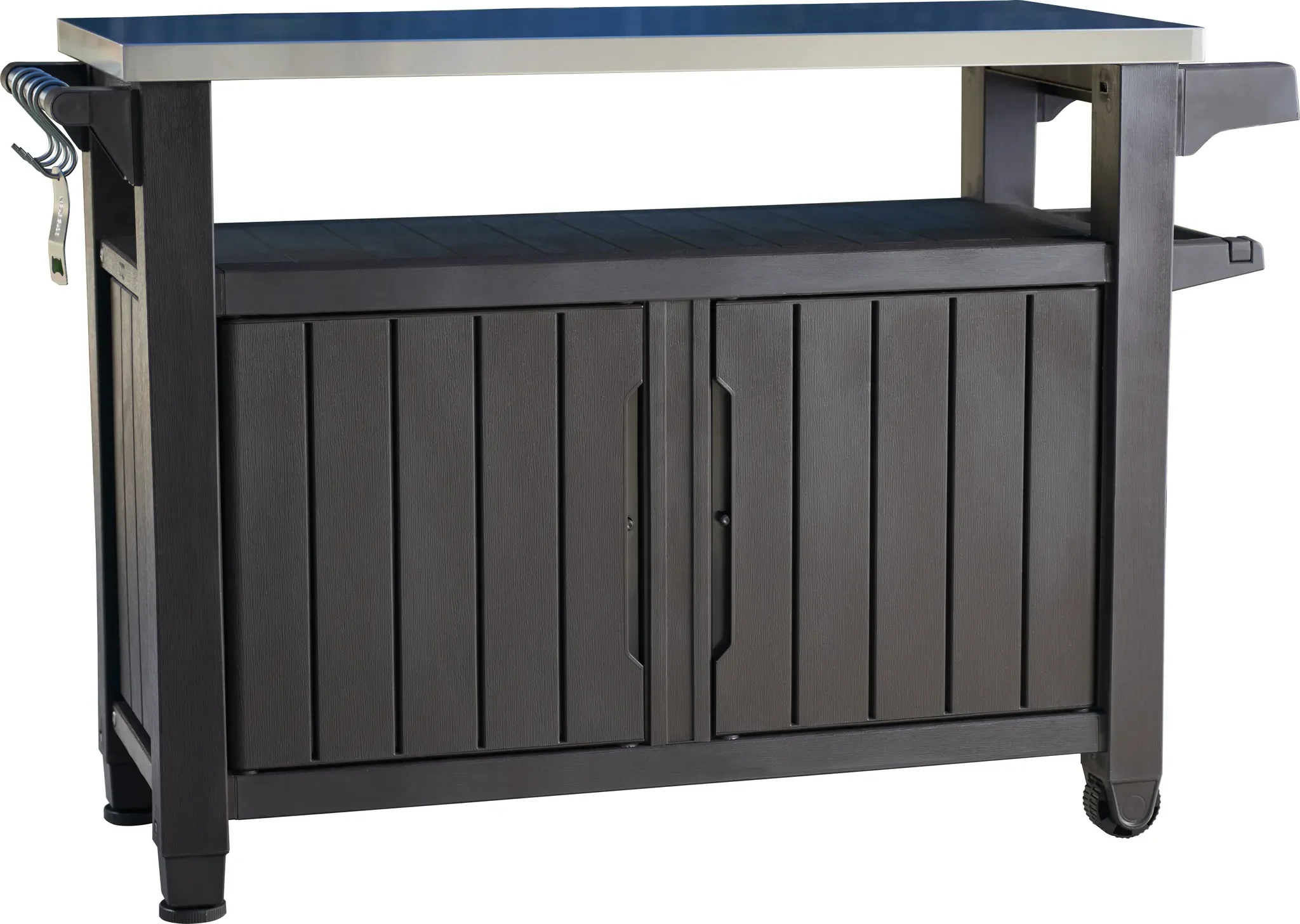 Keter Unity XL BBQ Beistelltisch wetterfest mit Edelstahlplatte