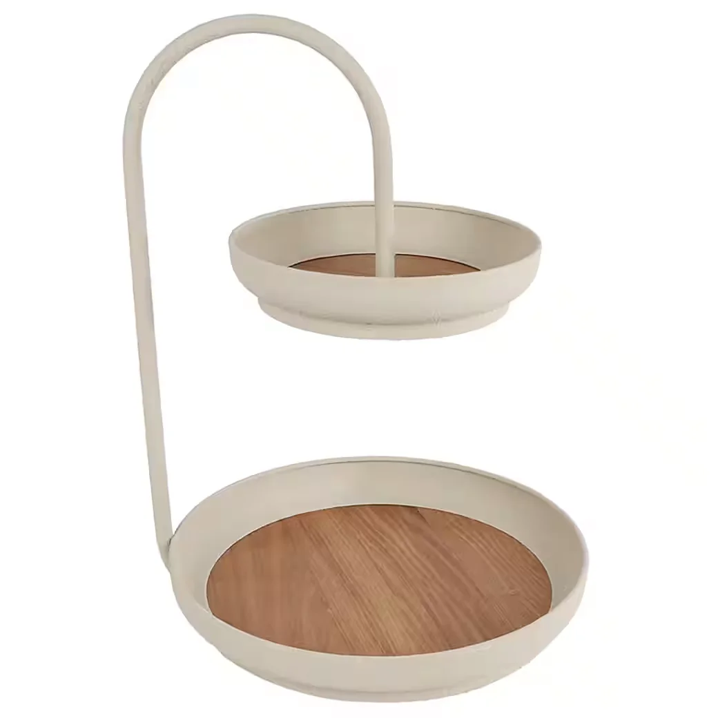 MACOSA HOME Dekoetagere Mangoholz Metall Creme 40 cm