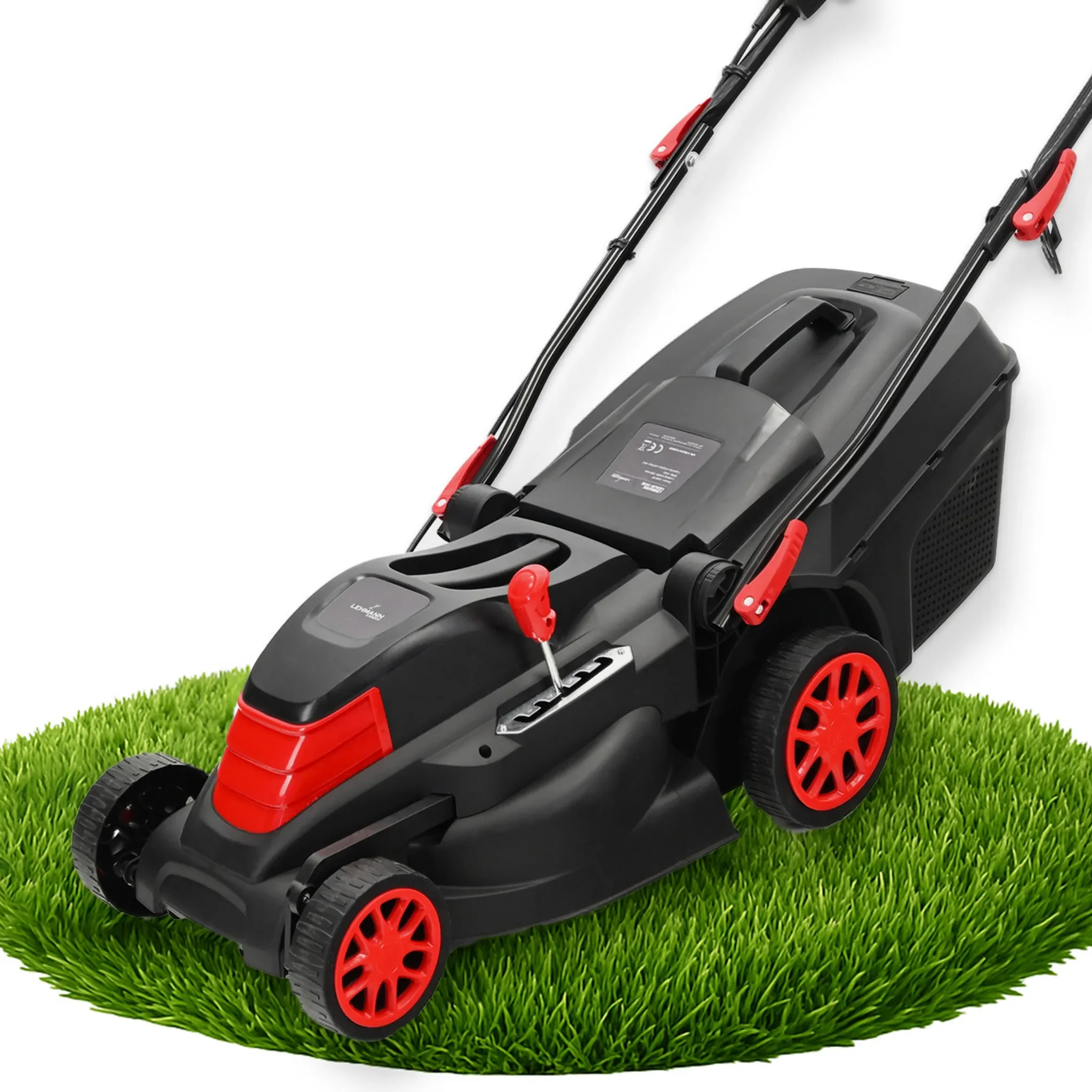 LEHMANN Elektro-Rasenmäher 1600 W, 38 cm, 40 L, bis 1000 m2, 25-75 mm