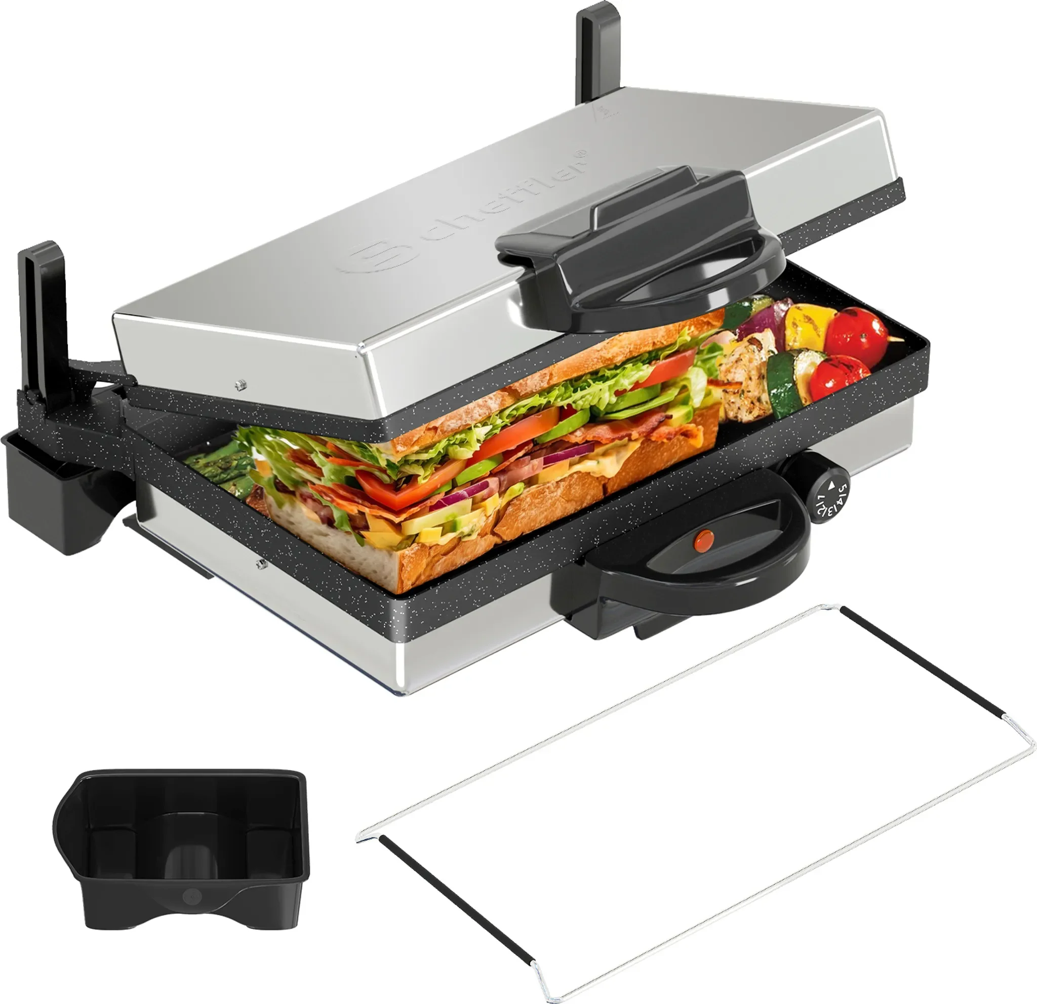 Homelux Scheffler Kontaktgrill 2000W Edelstahl Optigrill Tischgrill