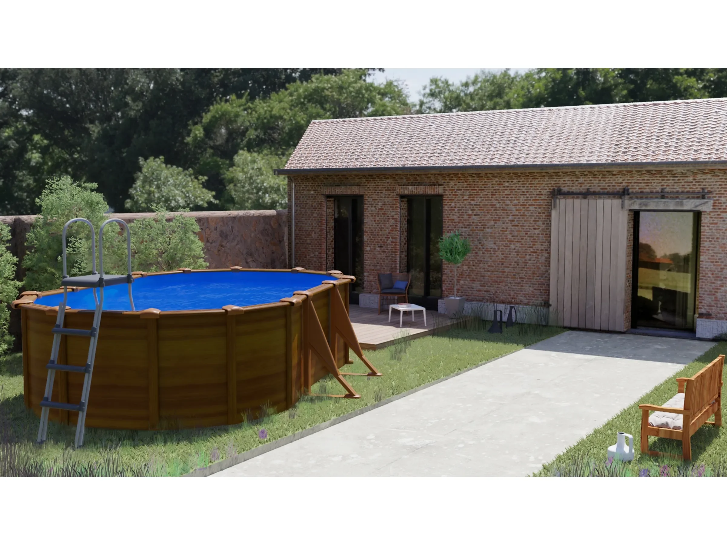 GRE Sicilia Ovalpool Holzoptik 500x300x120 cm holzfarben