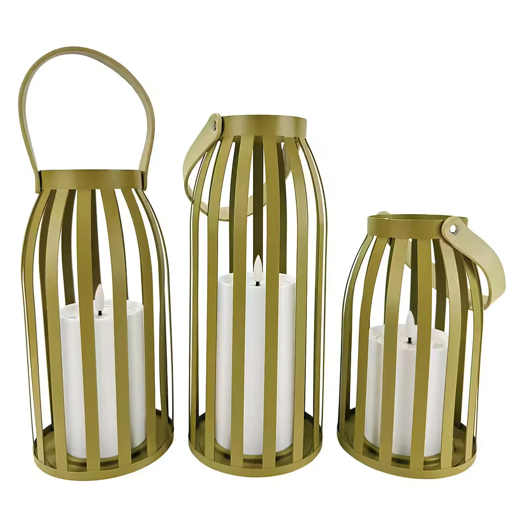 ONLINE-FUCHS LED Laternen 3er Set Metall mit Kerzen und Timer Outdoor