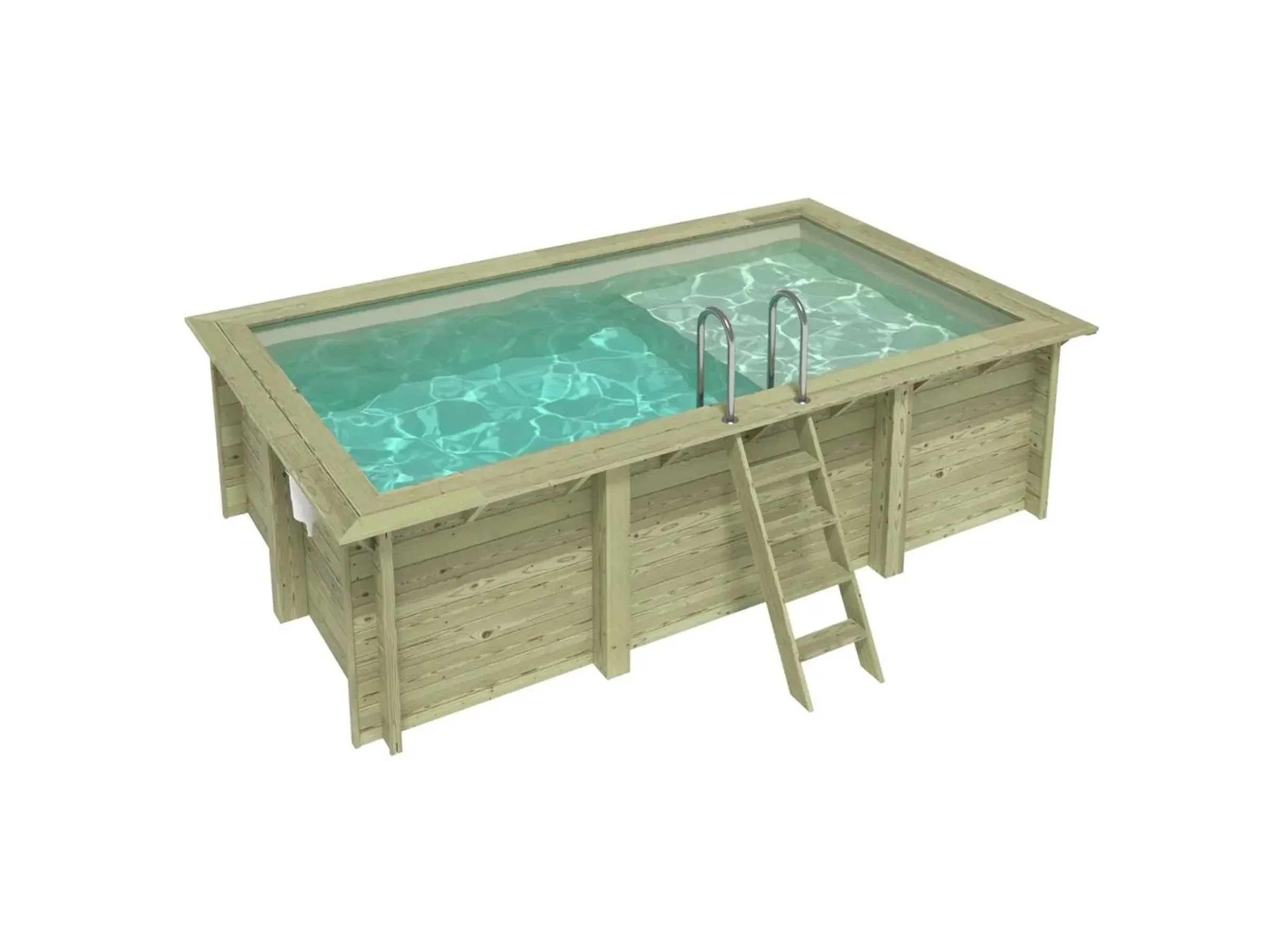 ALTANKA Holzpool Aqua 4,65 x 2,85 x 1,24 m sandfarben mit Liegefläche