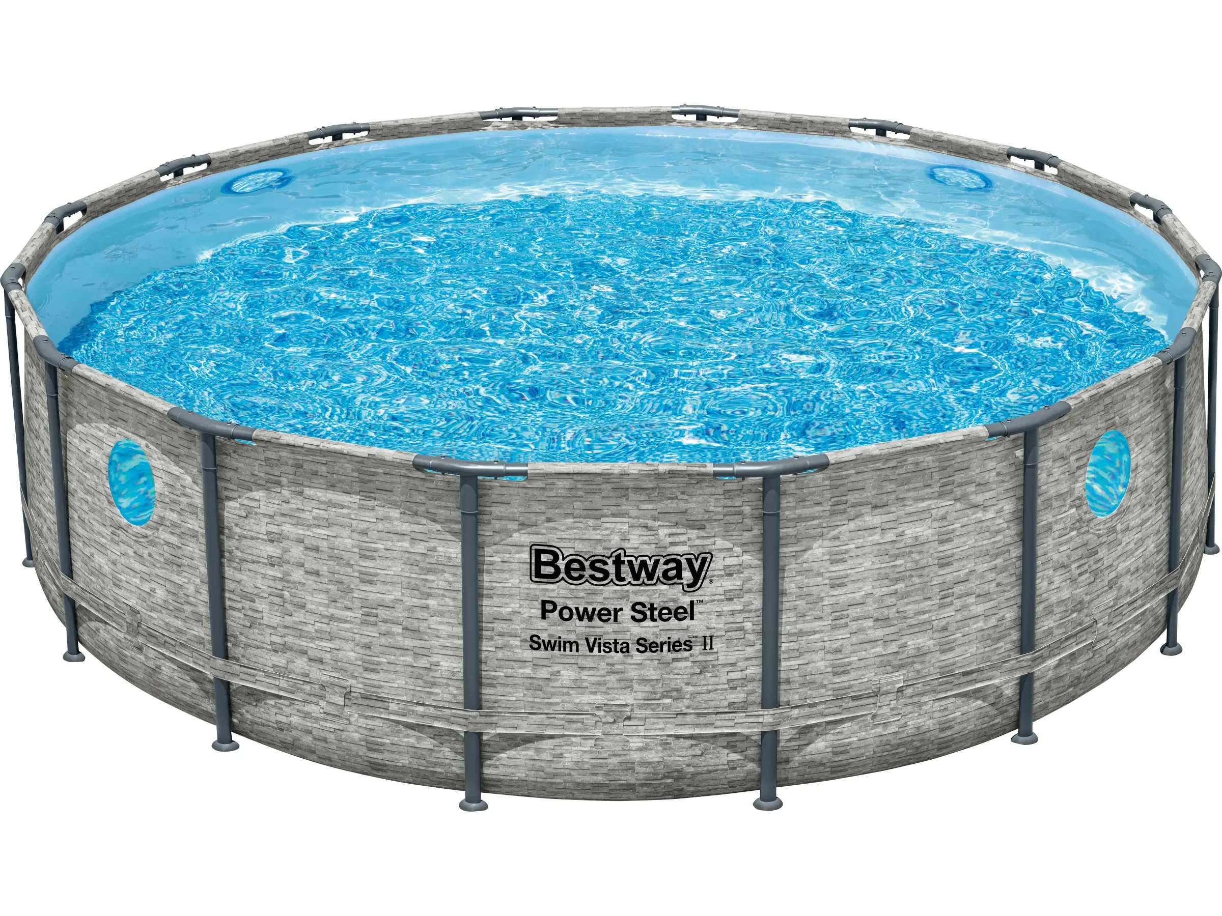Bestway Power Steel Swim Vista Pool Set 488 x 122 cm rund grau