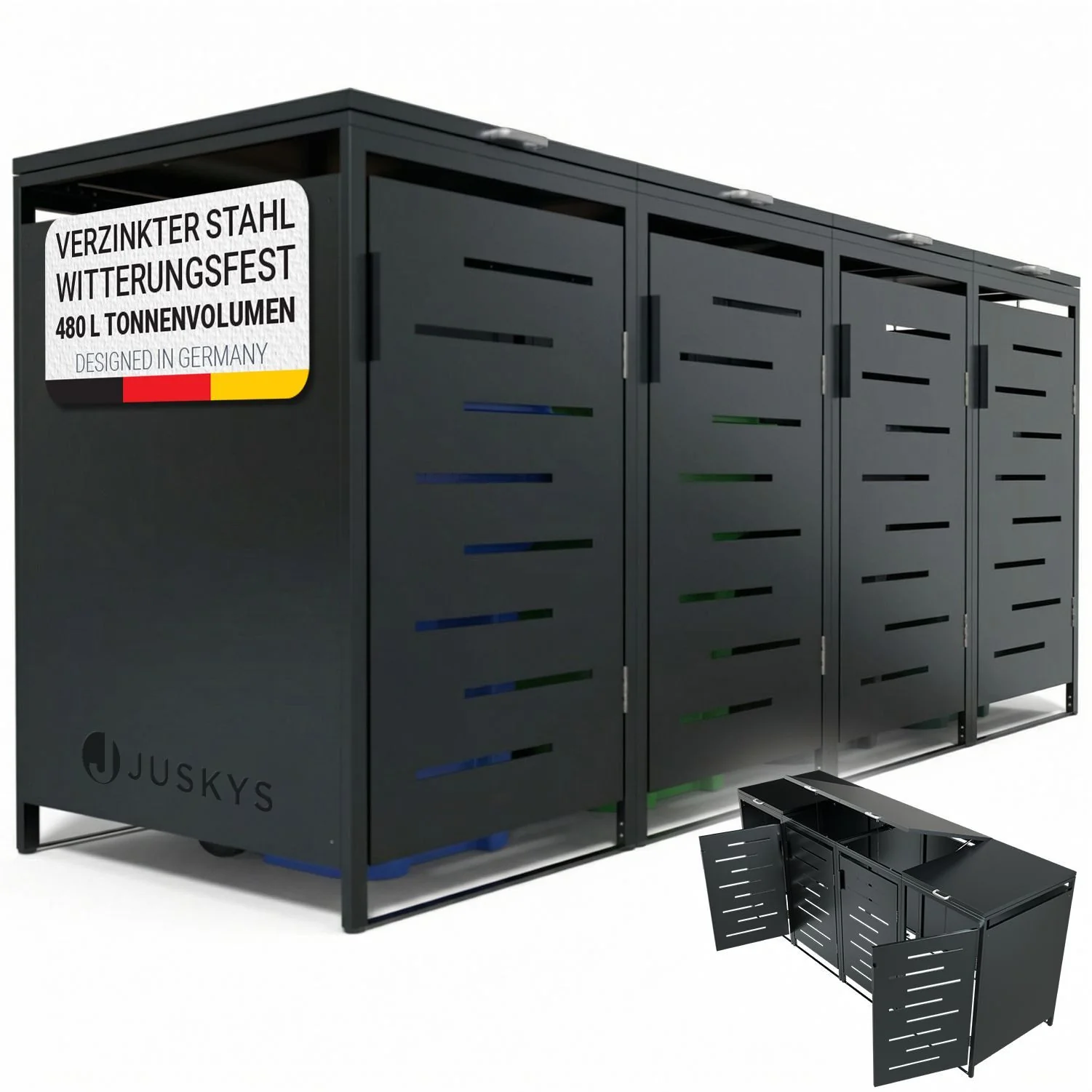 Juskys Mülltonnenbox Arel Verkleidung für Müll und Abfalltonnen
