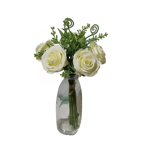 HTI-Living Kunstblume Rosenstrauß in Vase Flora 20 cm Tischdeko