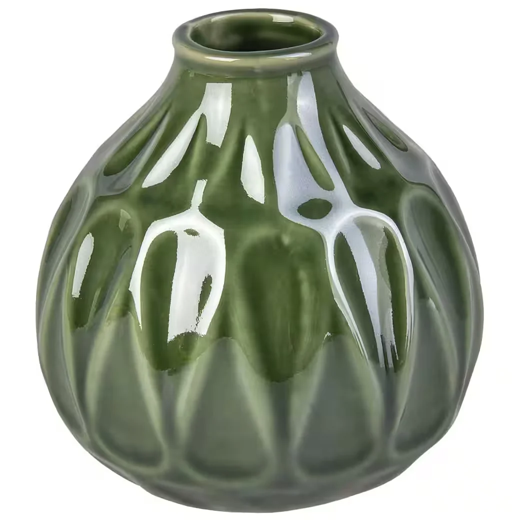 Dekovase Vase bauchig - grün - ca. 10 x 11 cm