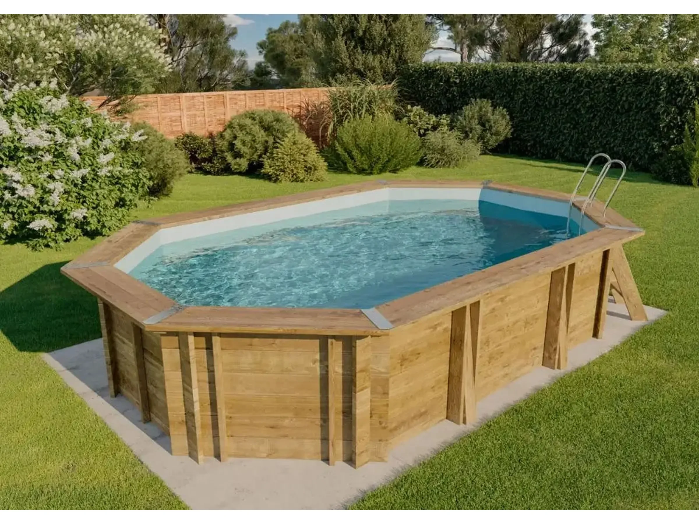 Poolcrew Holzpool Bahamas Poolfolie 0,6 mm 436x336x119 cm