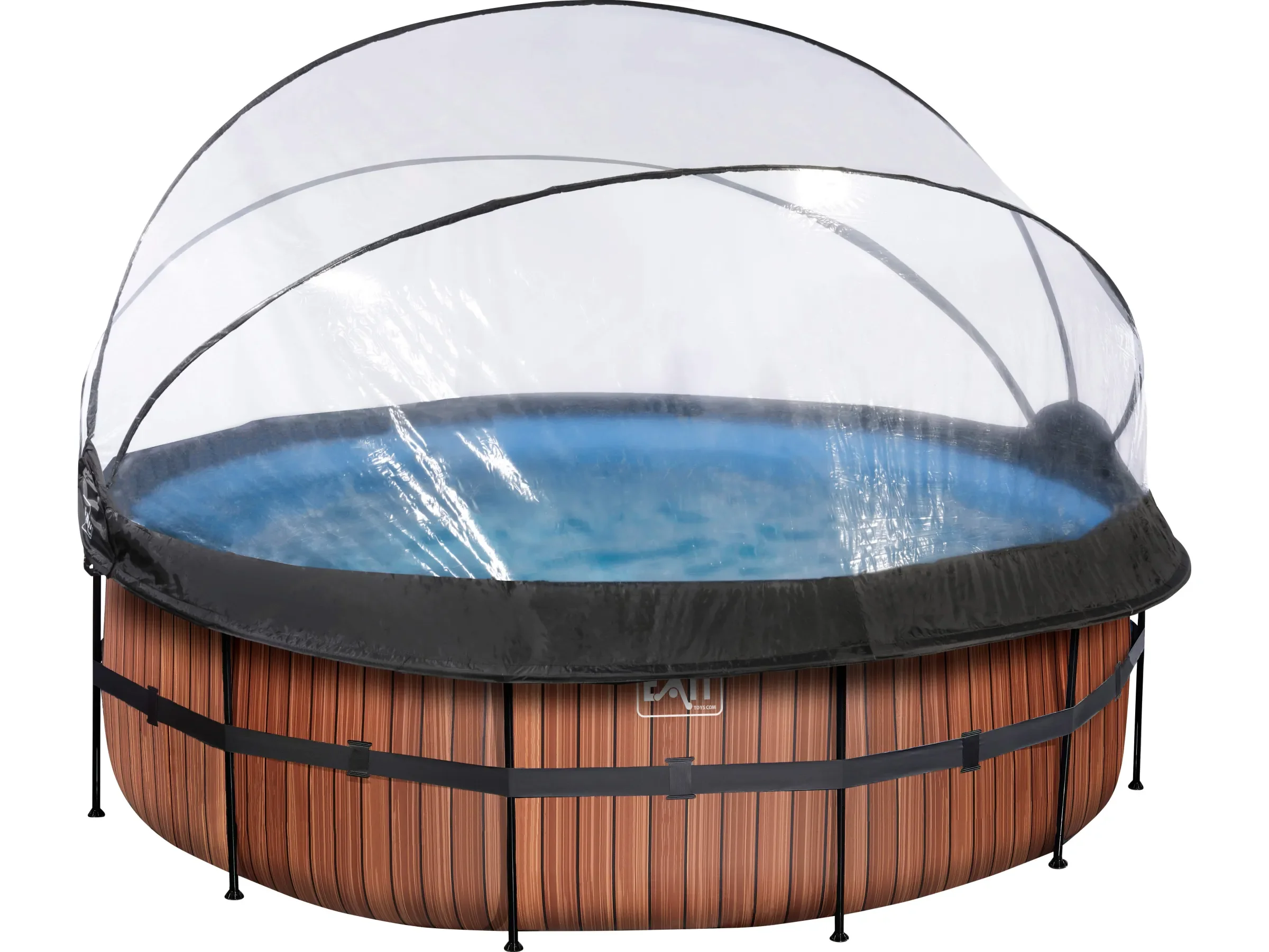 EXIT Wood Pool Braun 427 x 122 cm mit Sandfilterpumpe und Abdeckung