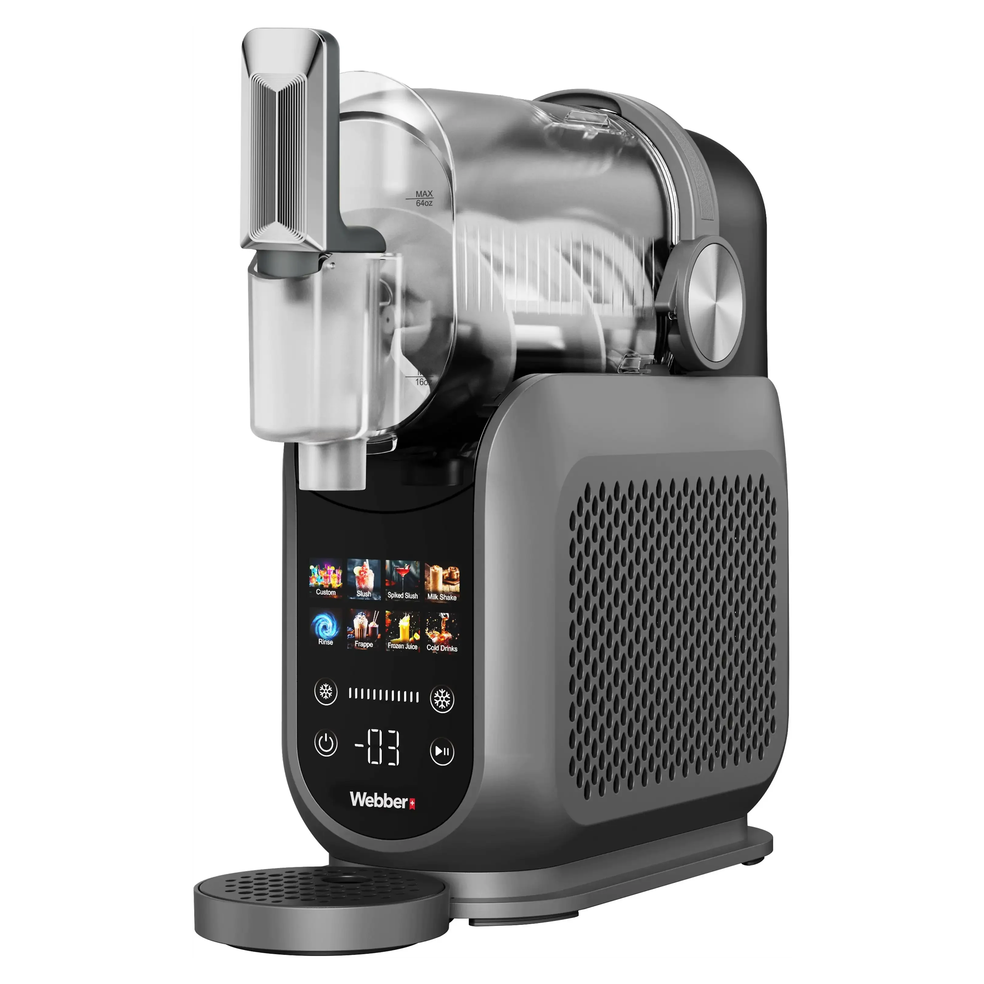 WEBBER WSM7PRO Eismaschine 1,8 L 220 Watt, 8 Programme, silber/grau