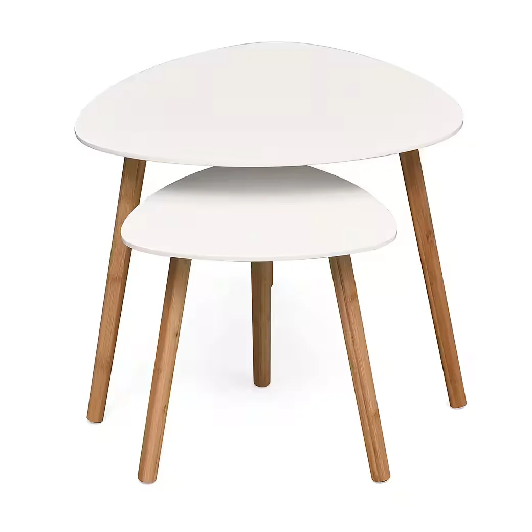 FLOORDIREKT Couchtisch Oregon weiß Beistelltisch Bambus MDF modern