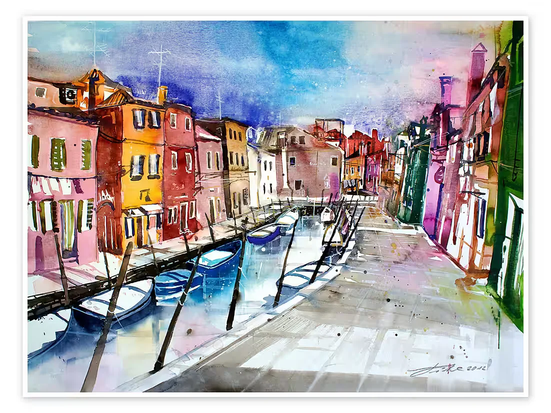 POSTERLOUNGE Wandbild Burano bunte Insel in Venedig Italien