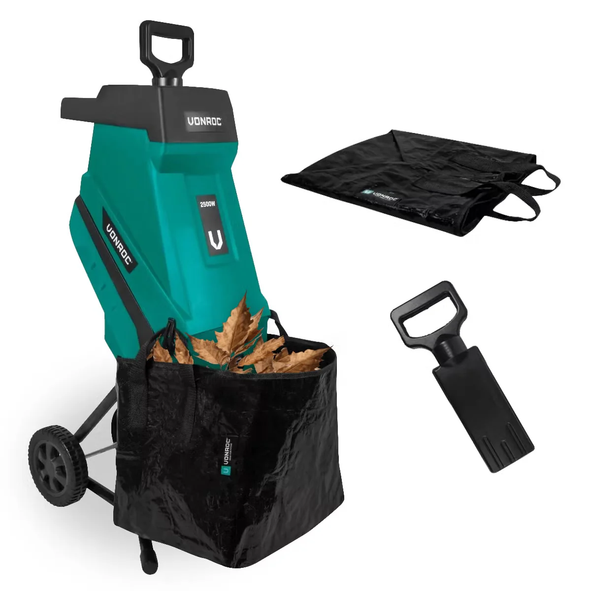 VONROC elektrischer Messerhäcksler 2500W bis 45mm 45L Auffangsack