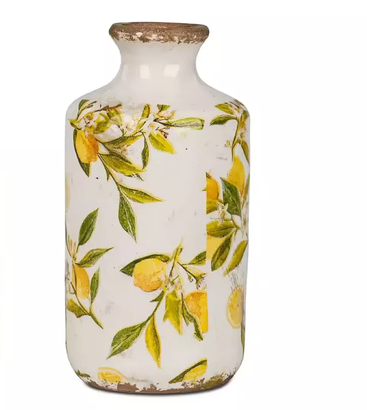 FORMANO Dekovase Vintage Lemon Zitrone gelbe Deko Vase