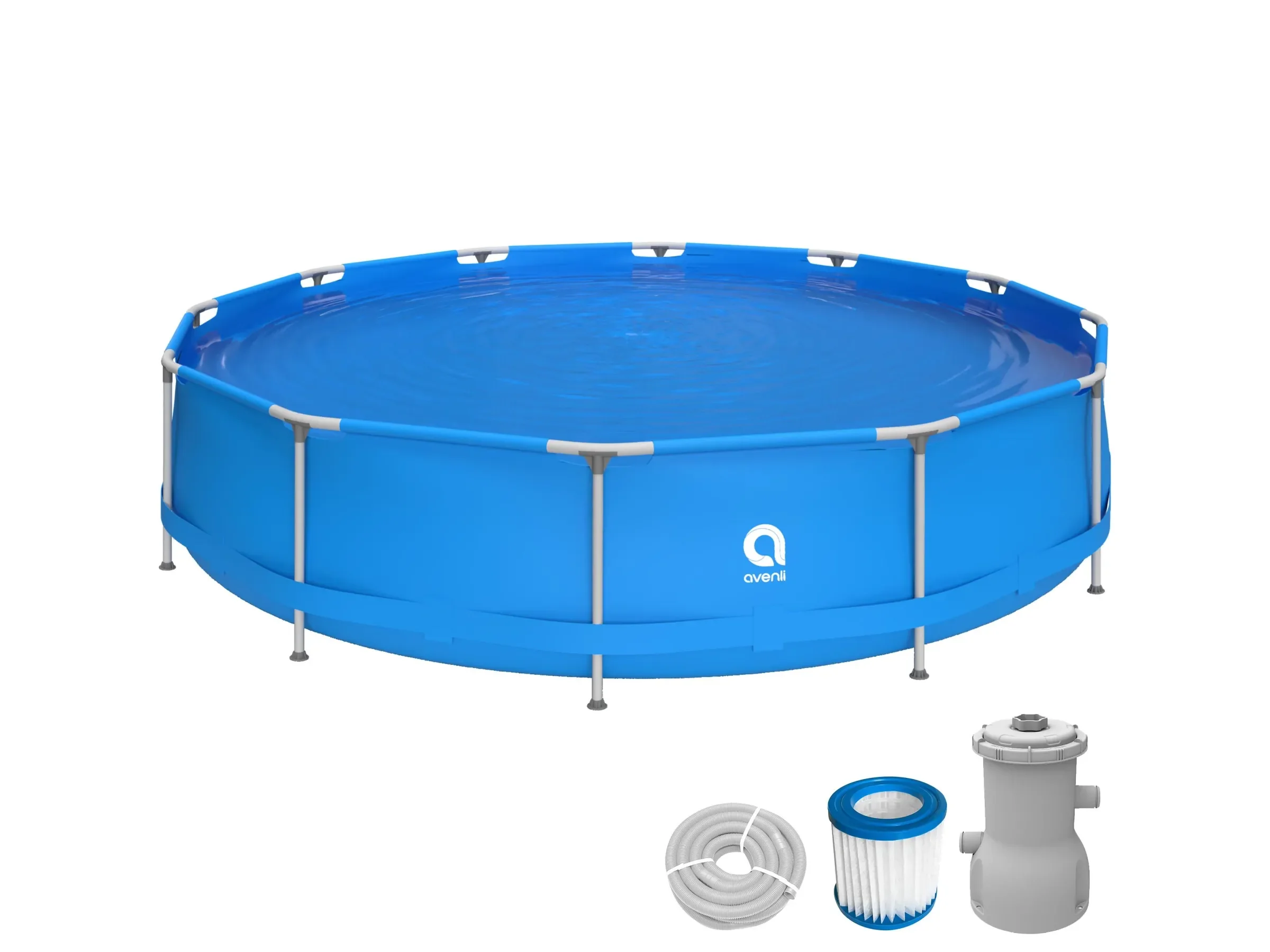 Avenli Frame Pool Set Rund 420 x 84 cm Blau mit CleanPlus Filterpumpe