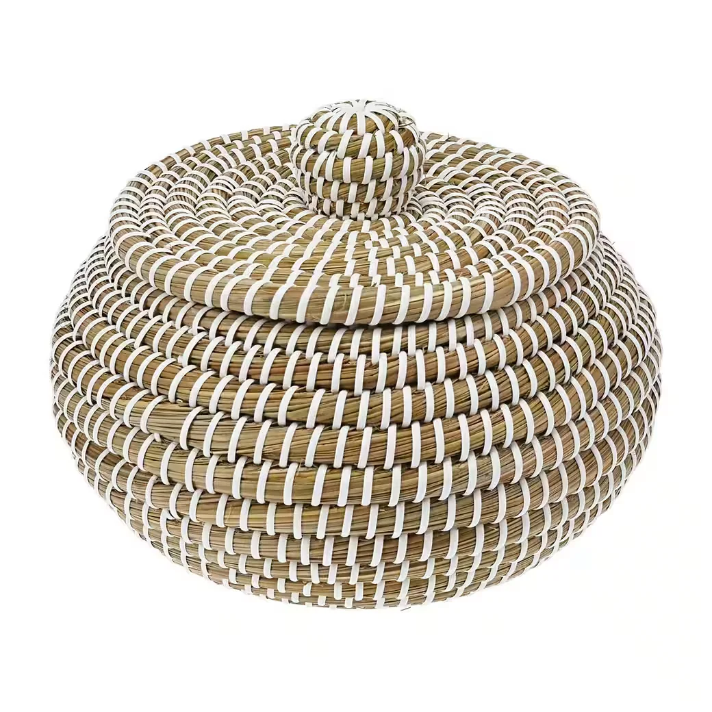 KOOPMAN Aufbewahrungskorb YODO Seegras Beige Weiß 31,5x26 cm