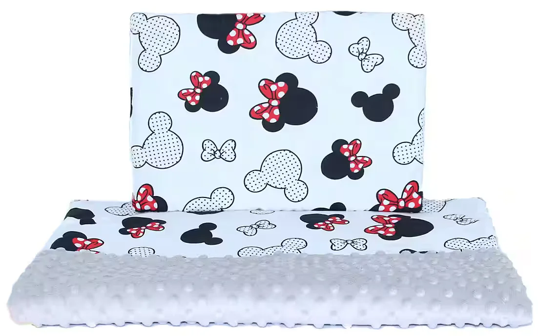 PRIMAWELA Minky Babybettdecke Kinderwagenset mit Kissen Minnie