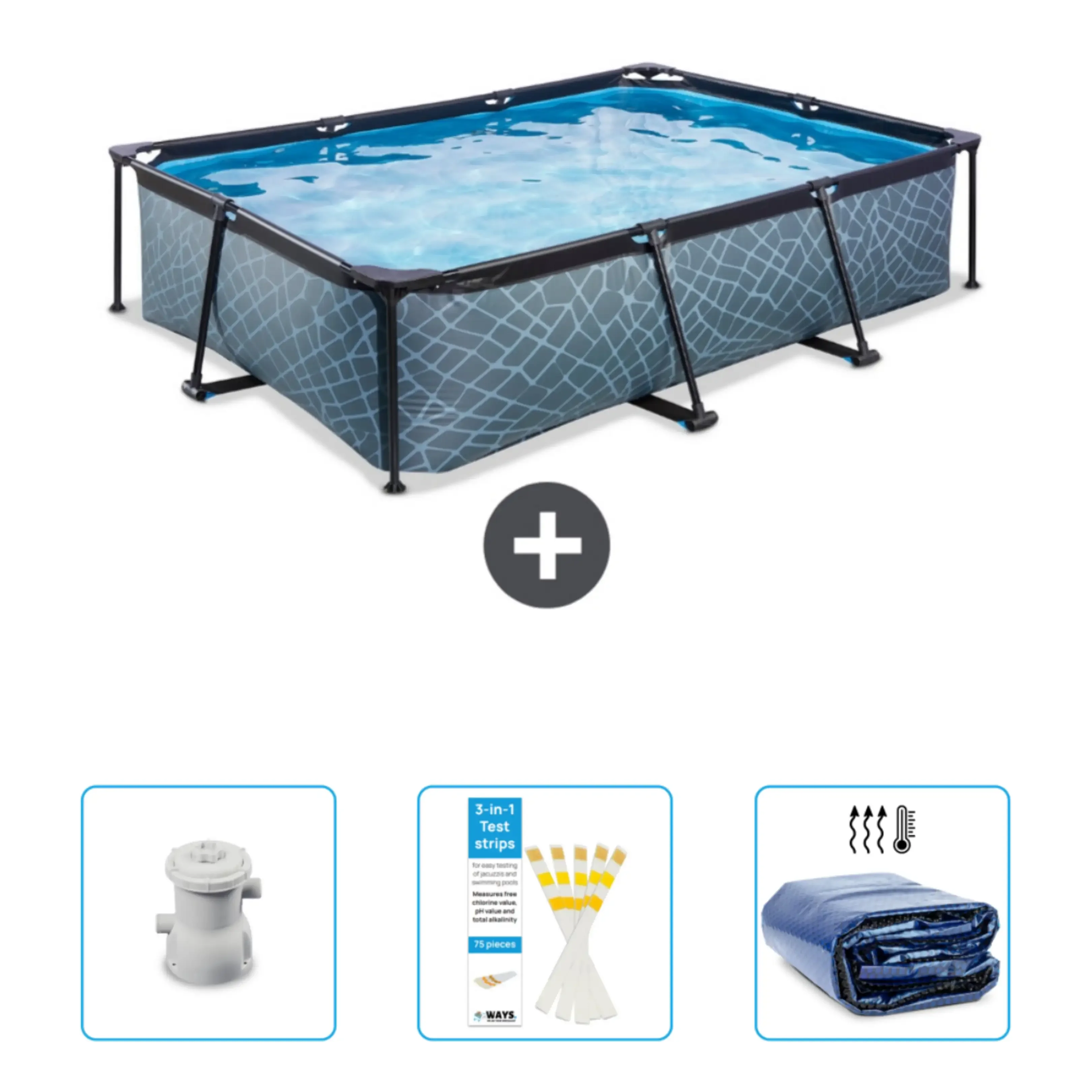 EXIT Toys Aufstellpool 300x200x65 cm Rechteck inkl. Zubehör CB74