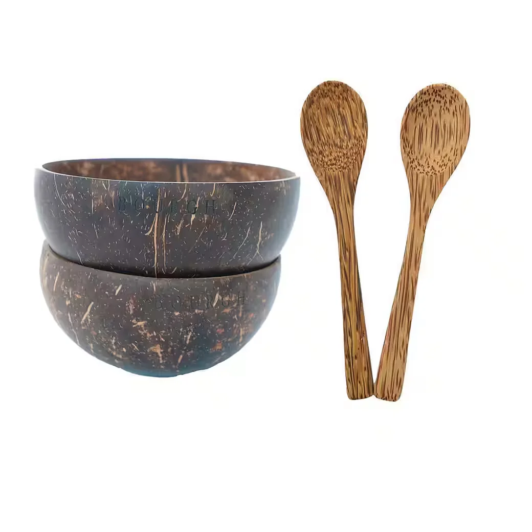 BOURGH Kokosnussschalen 2er Set mit 2 Kokosnusslöffeln