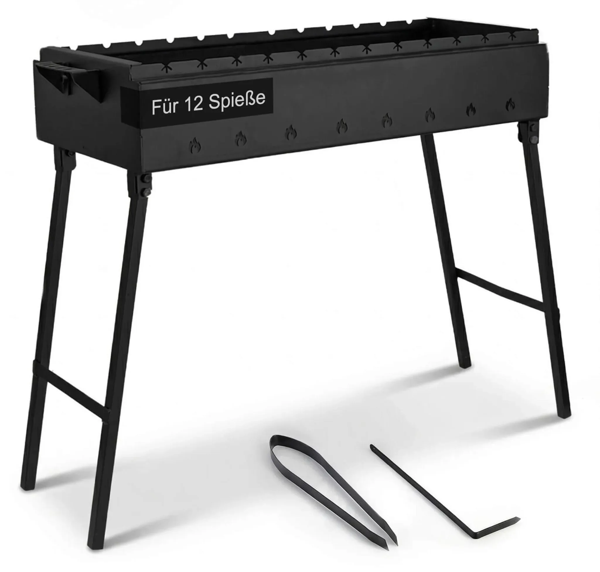 BIG-PAN klappbar Mangal Holzkohlegrill 80cm 2,0mm 12 Spieße Schaschlik