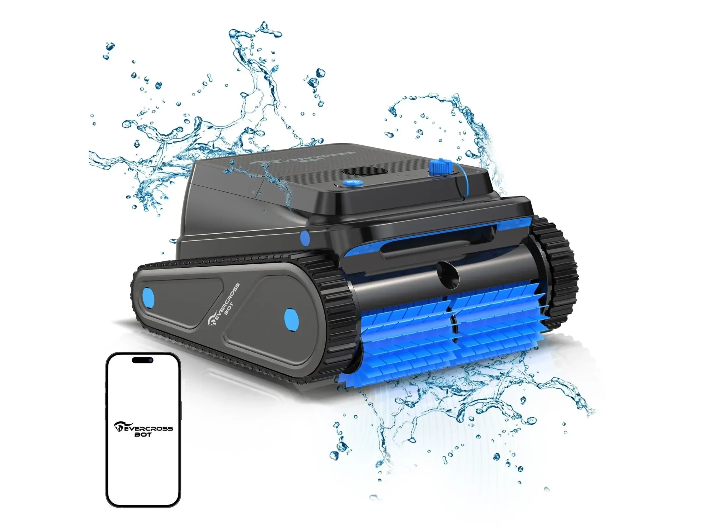 EVERCROSS BOT U8 Poolroboter Boden Wand Akku App Steuerung schwarz