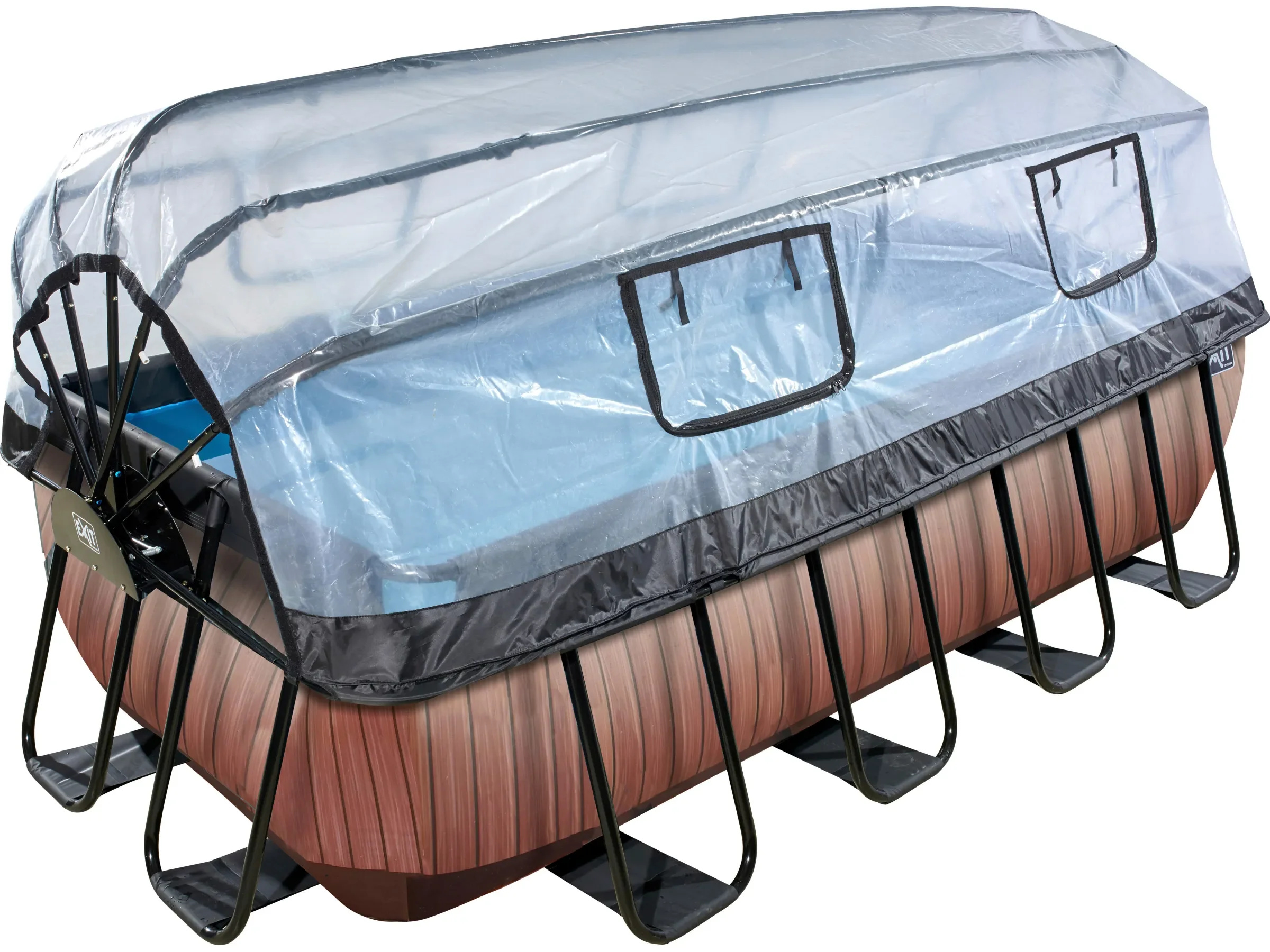 Exit Wood Pool braun 400x200x100 mit Sandfilterpumpe und Abdeckung