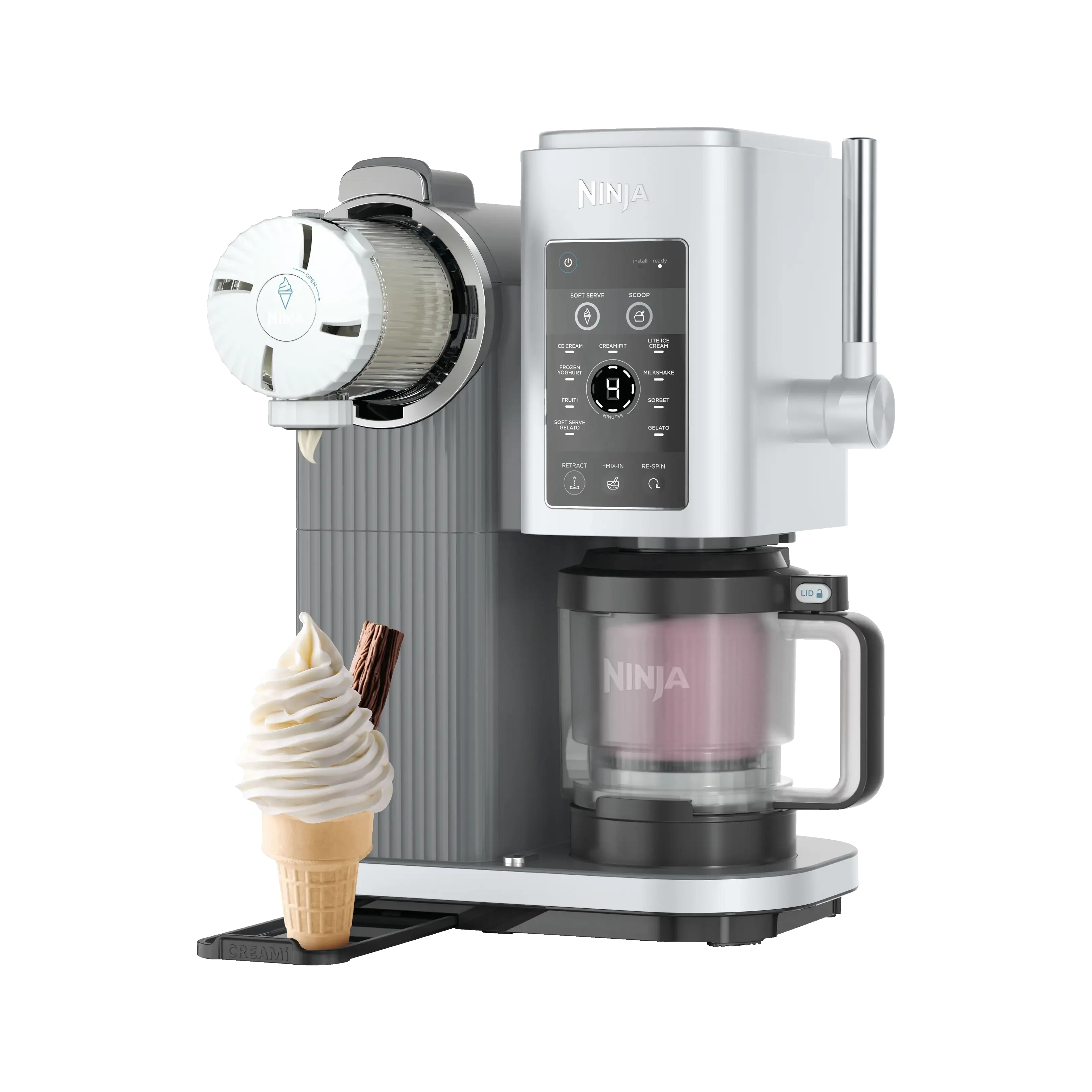 Ninja CREAMi Scoop & Swirl NC701EU 13-in-1 Eismaschine Platin Silber