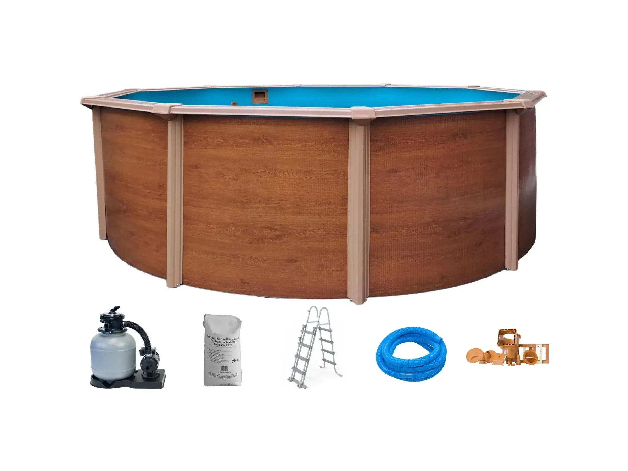 Summer Fun RHODOS Stahlwandpool Set Holzdekor Aufstellpool 460x120 cm