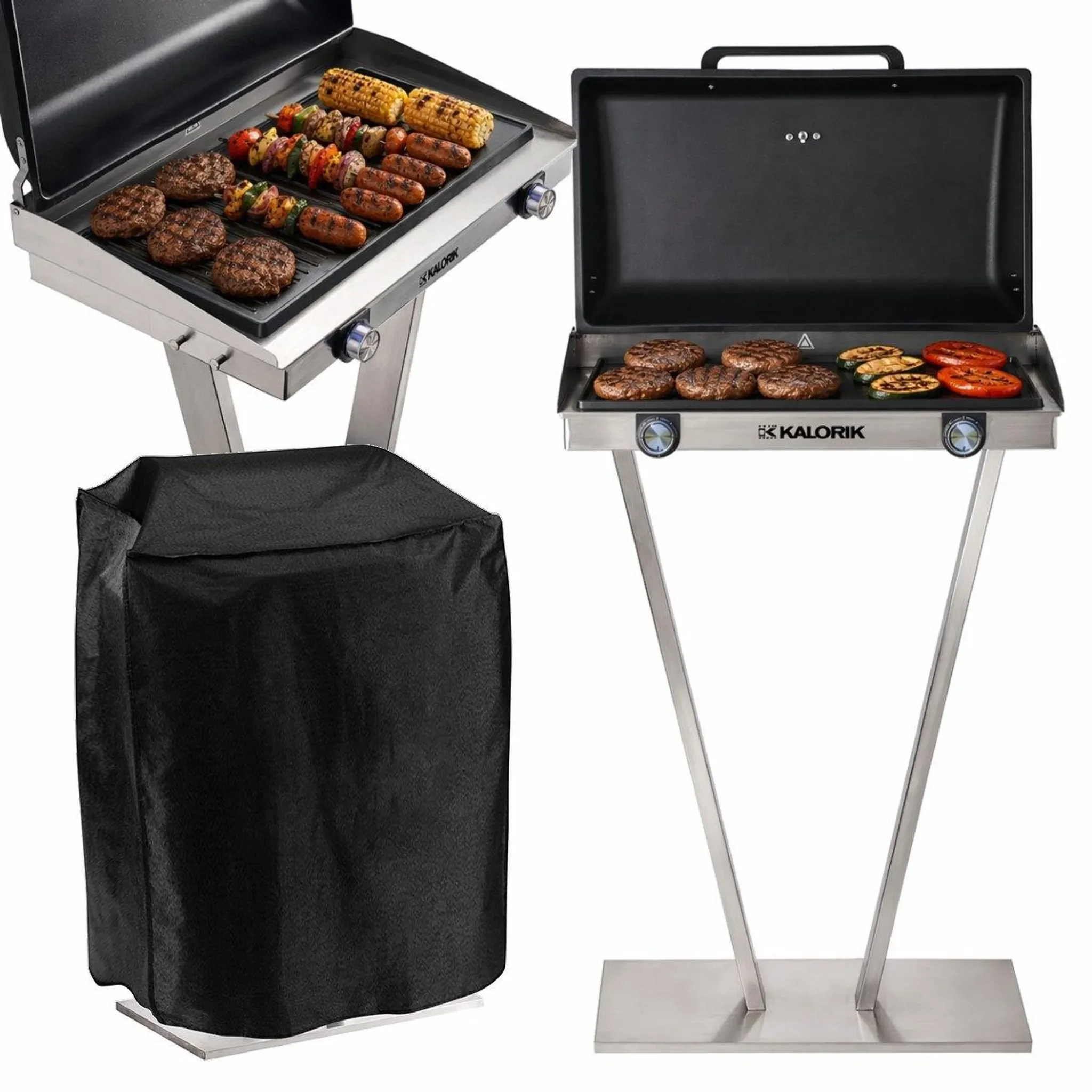 KALORIK Elektrogrill Edelstahl Standgrill 2500W XXL Grillplatte 58 cm
