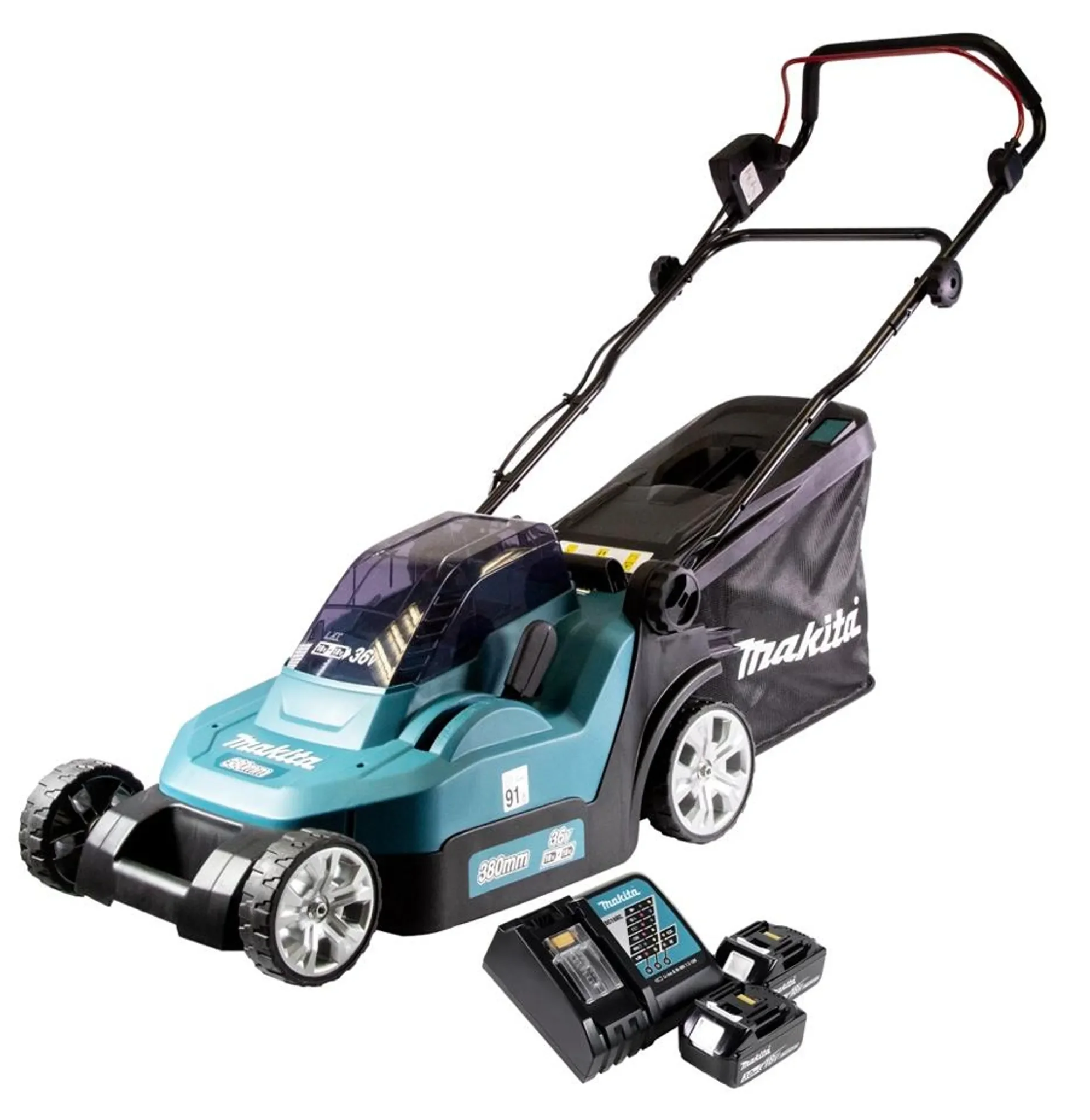 Makita DLM382RF2 Akku Rasenmäher 36V 2x18V mit 2x 3,0 Ah Ladegerät