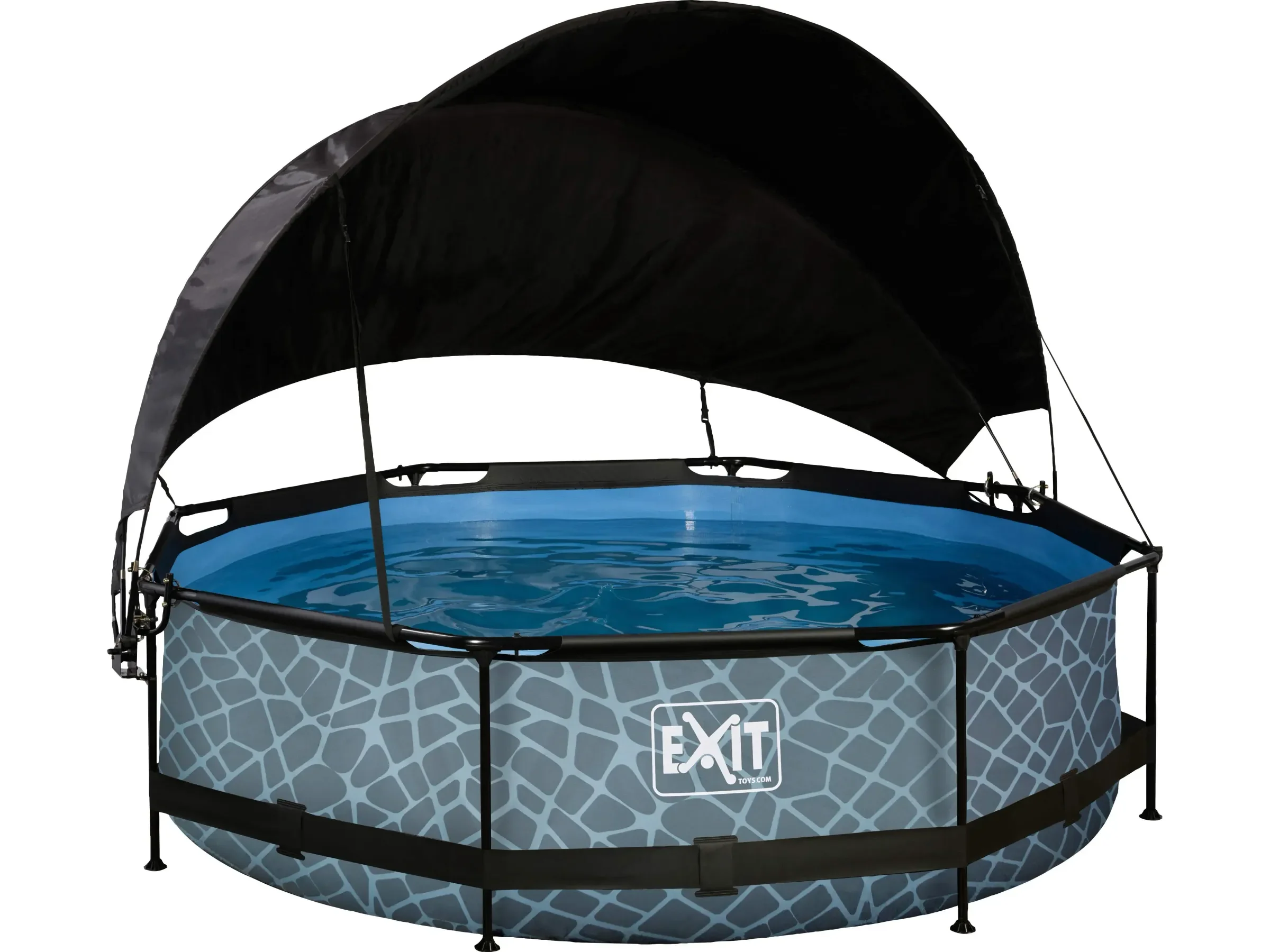 EXIT Stone Pool Grau 300 x 76 cm mit Filterpumpe und Sonnensegel