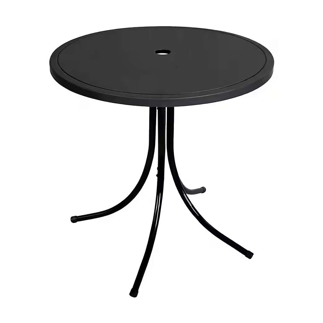 MOJAWO Runder Outdoortisch 50 cm Schwarz Garten Camping Küche