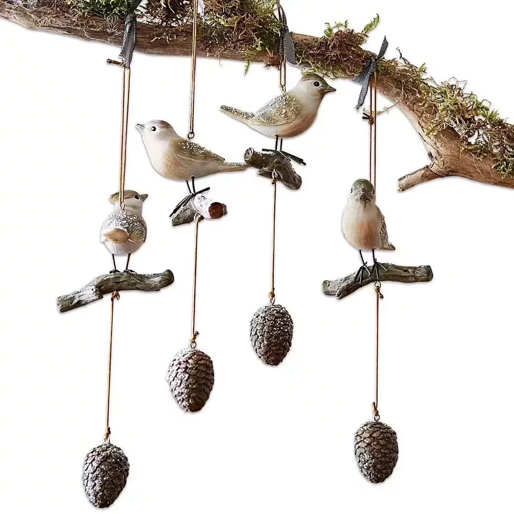MIRABEAU Dekofiguren Vögel 4er Set Vianne braun