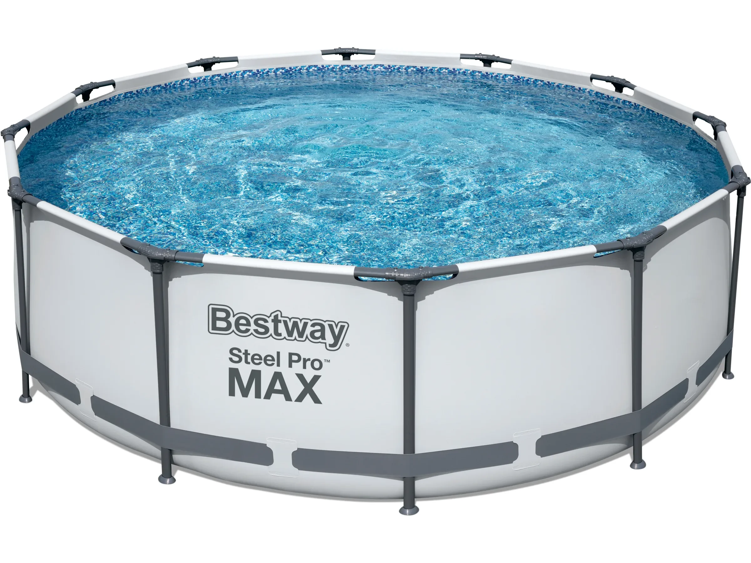 Bestway Steel Pro Max Stahlrahmenpool 366 x 100 cm rund lichtgrau Set