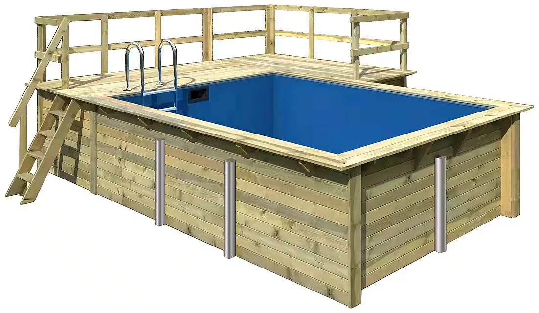KARIBU Rechteckpool Holzpool Roma B Gartenpool Aufstellpool