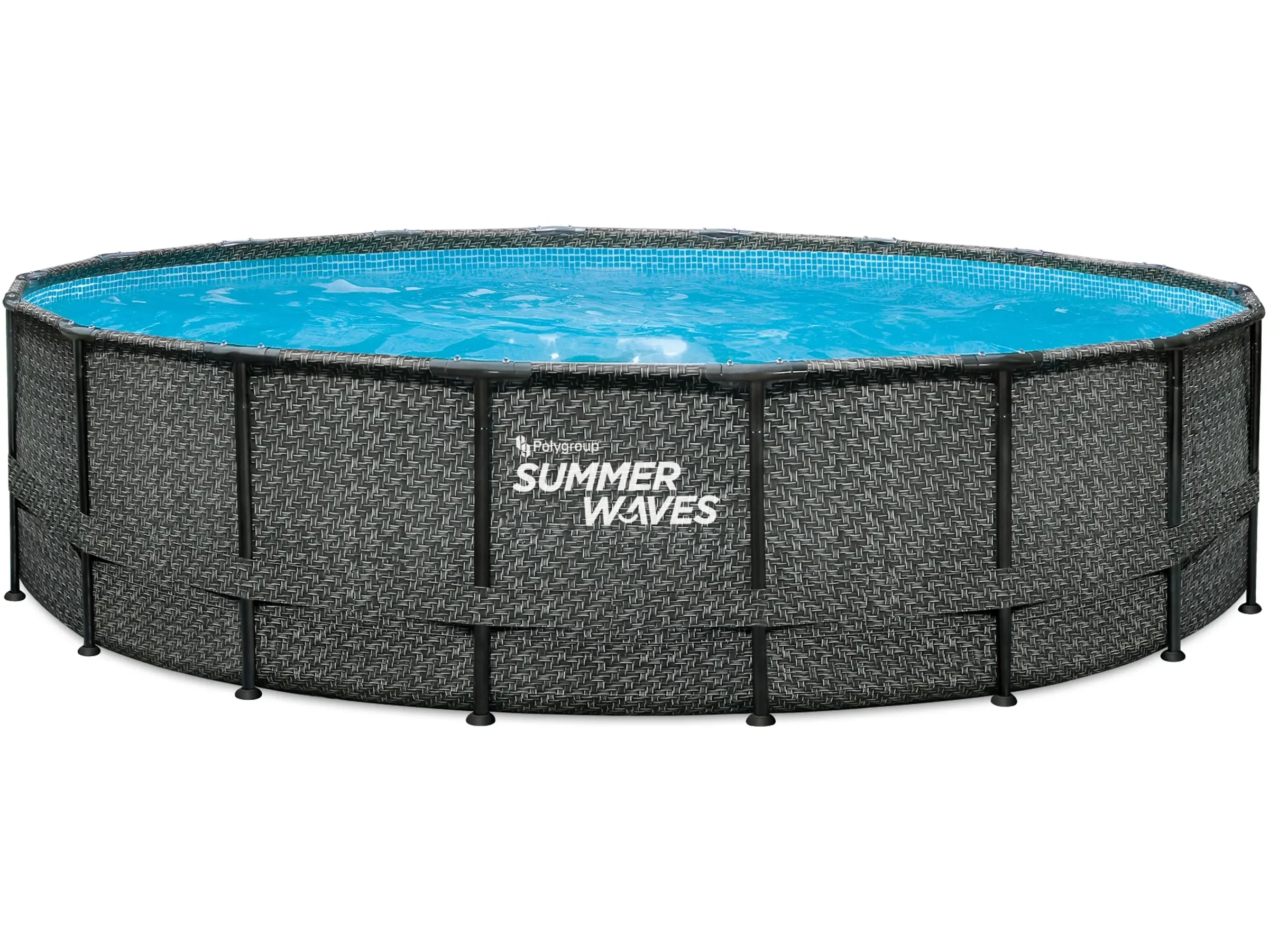 Summer Waves Rundpool 549x132 cm Rattangrau Aufstellpool Gartenpool