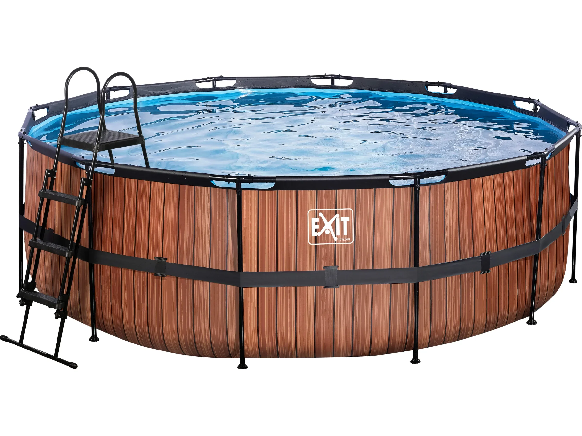 Exit Wood Pool braun rund 427x122 cm mit Filterpumpe