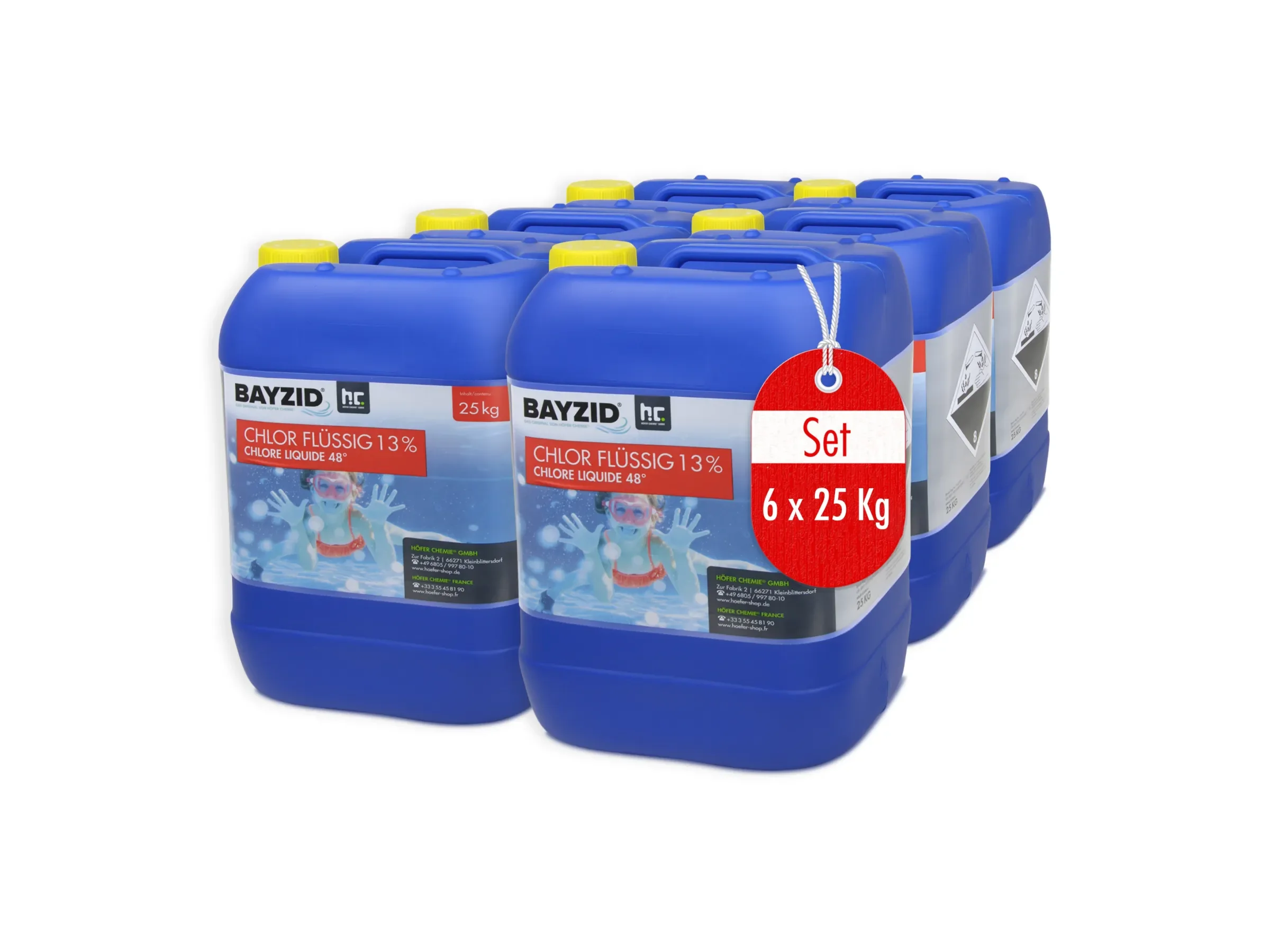 Bayzid Chlor Natriumhypochlorit 13 Prozent Flüssig Pool 6 x 25 kg