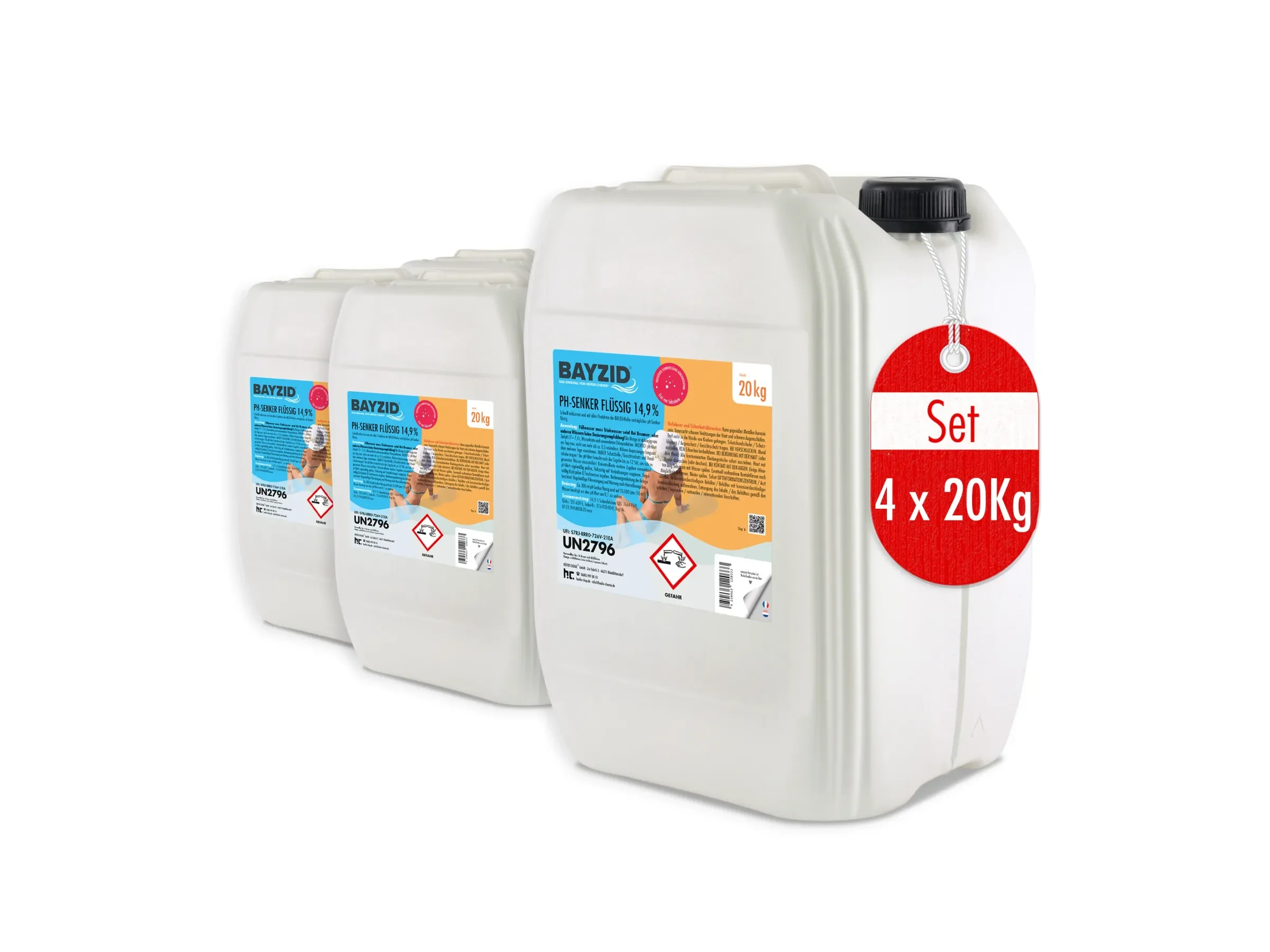 Bayzid pH Minus flüssig 14,9% pH-Senker Pool, 4 x 20 kg Kanister