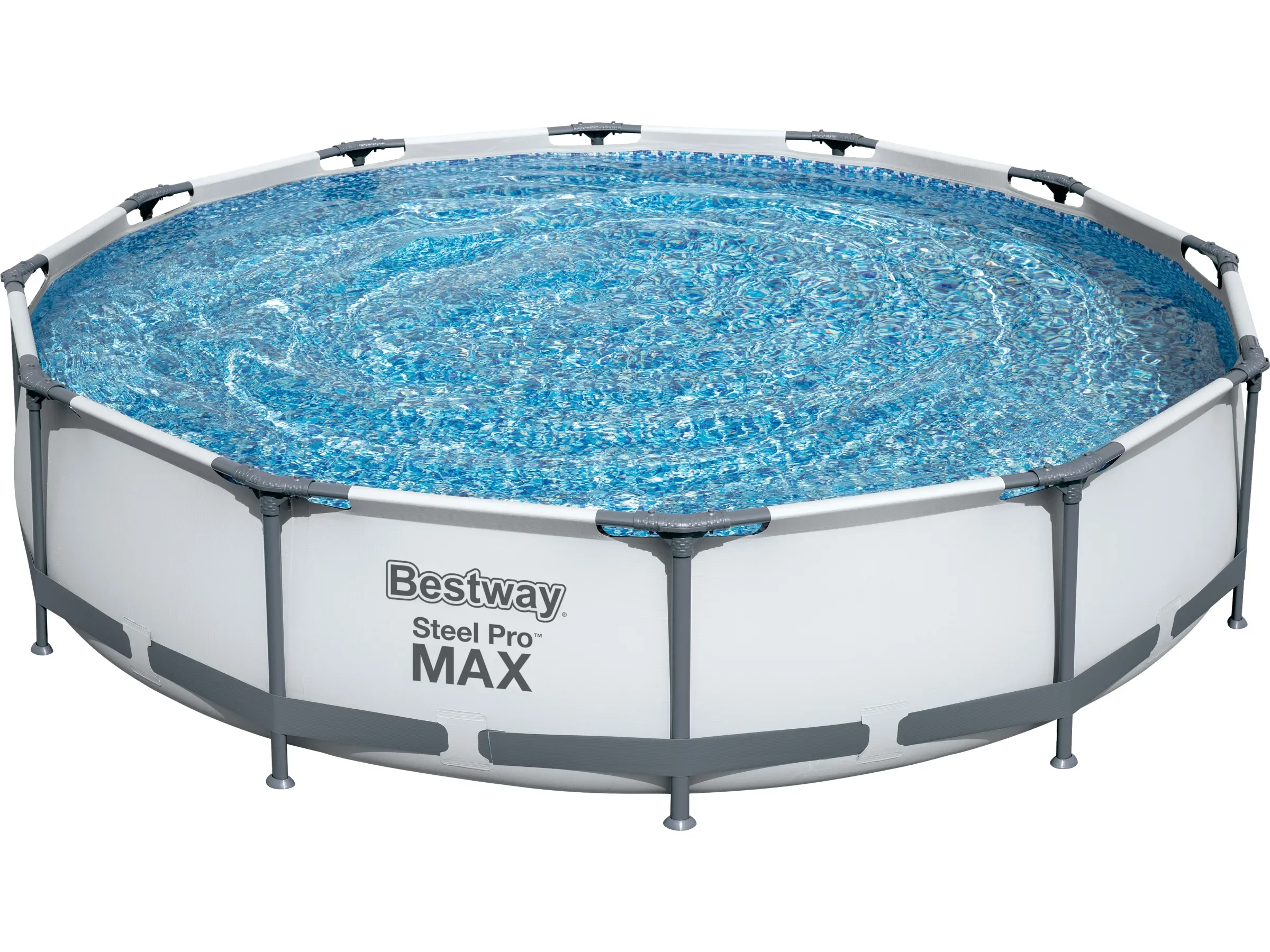 Bestway Steel Pro Max Stahlrahmen Pool Set 366x76 cm rund lichtgrau