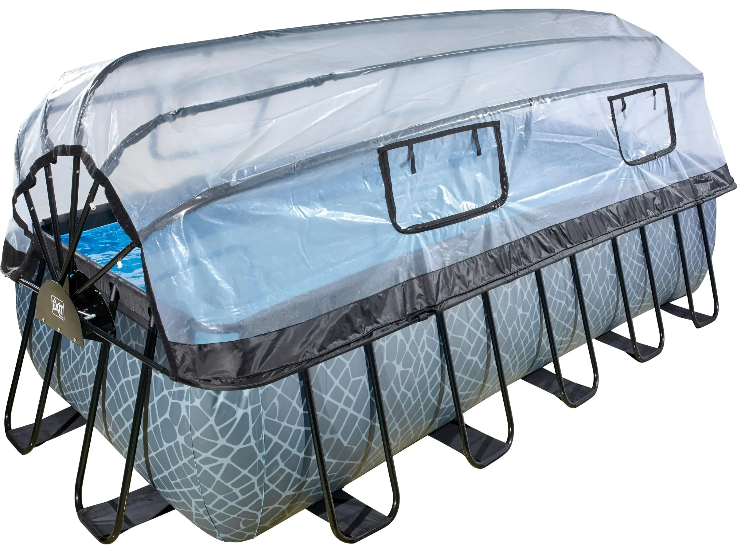 EXIT Stone Pool Grau 540x250x122 cm mit Sandfilterpumpe und Abdeckung