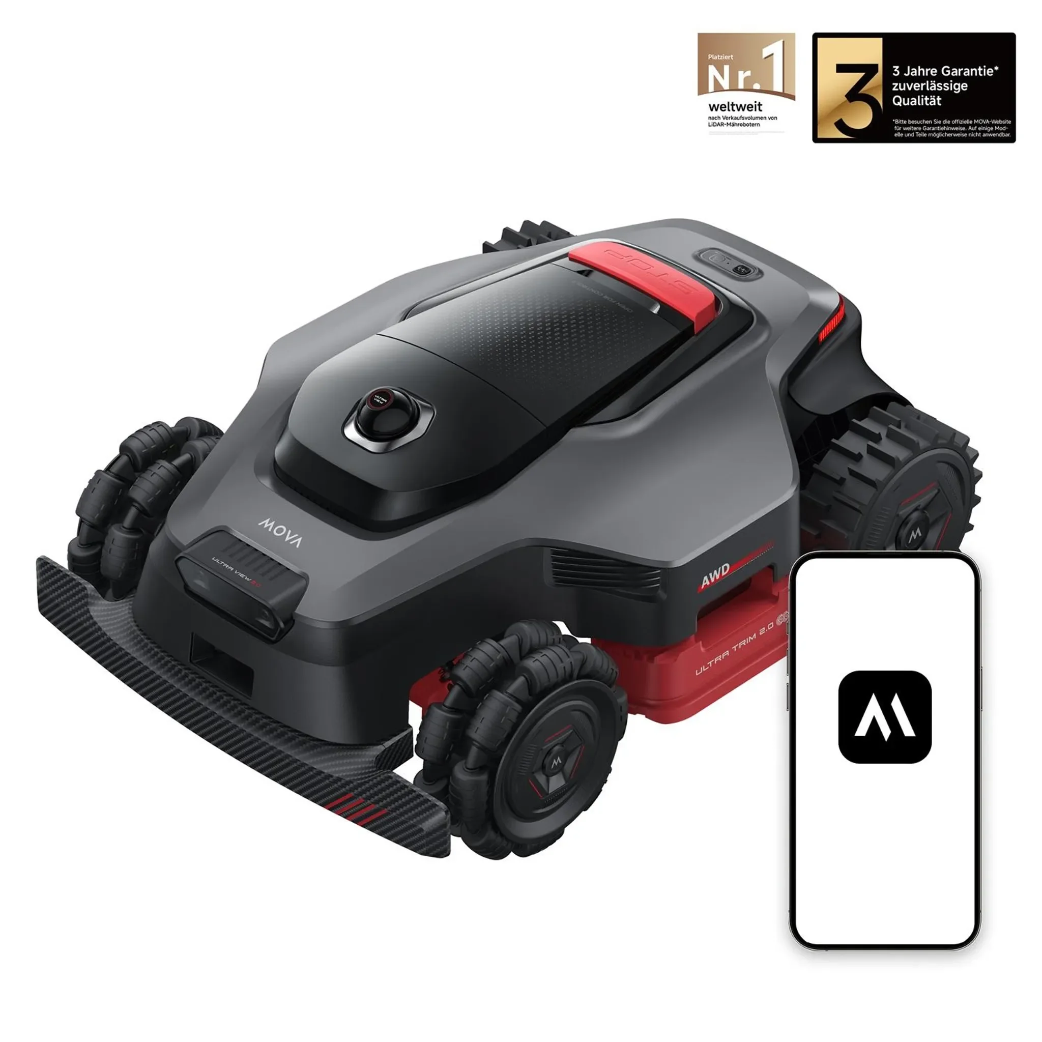 Mova LiDAX Ultra 2000 AWD Mähroboter 3D LiDAR AI Vision 2000 m²