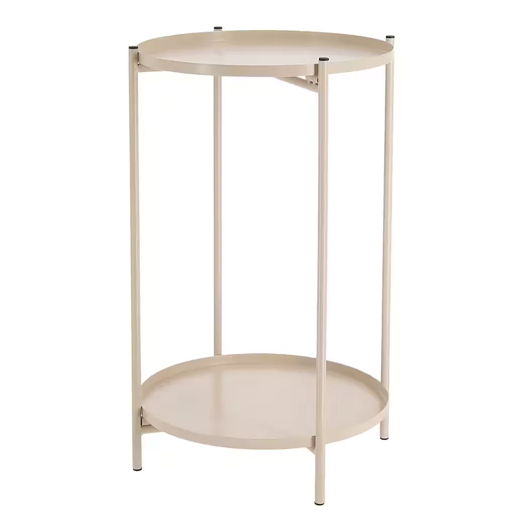 MEINPOSTEN Beistelltisch Couchtisch rund 28x48 cm schwarz creme weiß