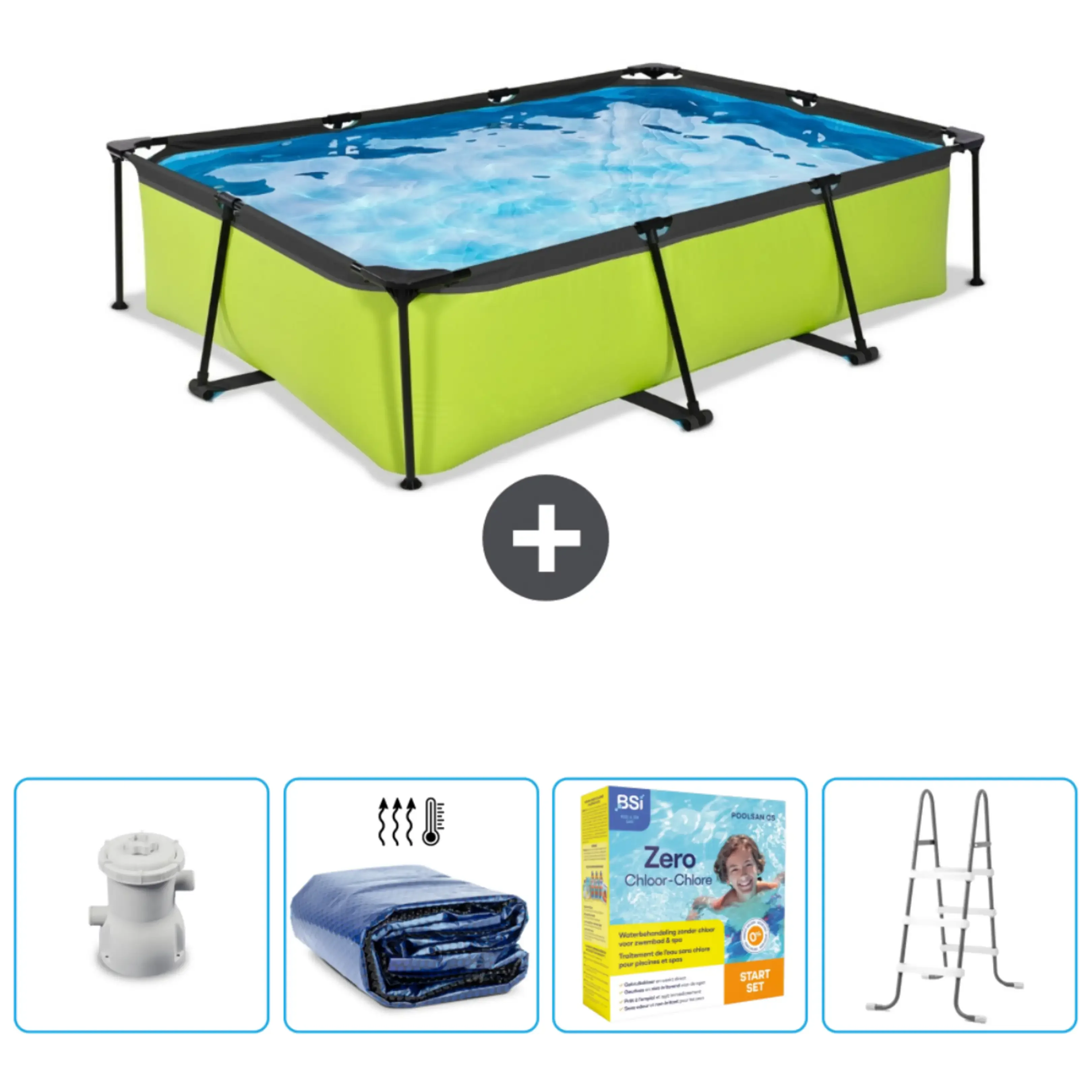 EXIT Toys Rechteckiger Aufstellpool 300x200x65 cm Set CB71