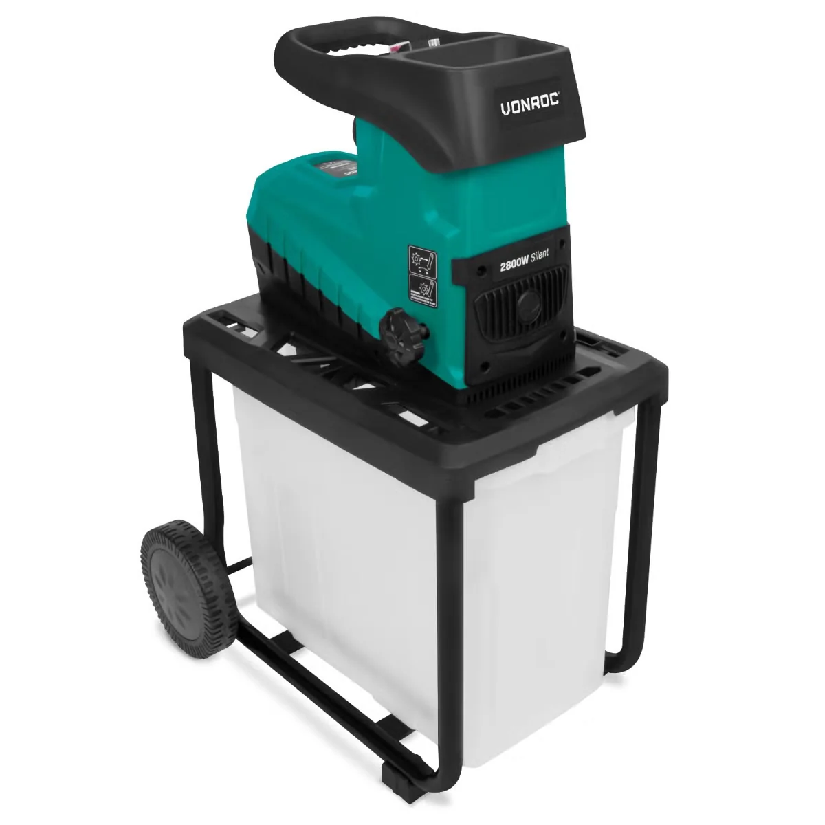 VONROC Gartenhäcksler 2800W Walzenhäcksler bis 45mm 60L Auffangsack