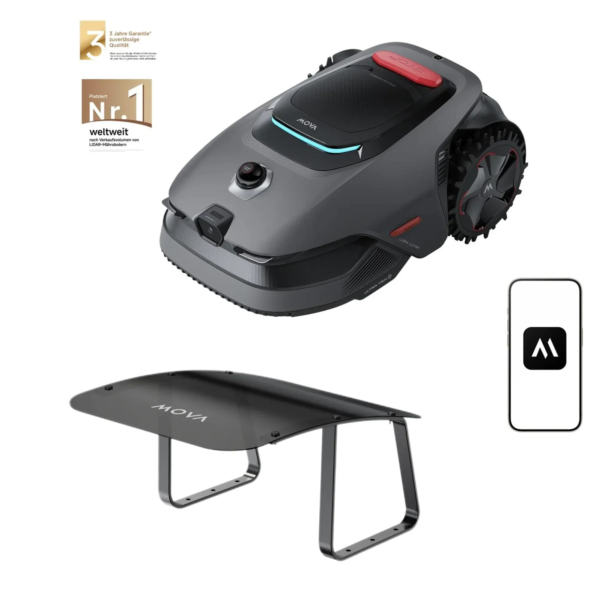MOVA LiDAX Ultra 1600 Mähroboter mit Garage 3D LiDAR AI Vision 1600 m2