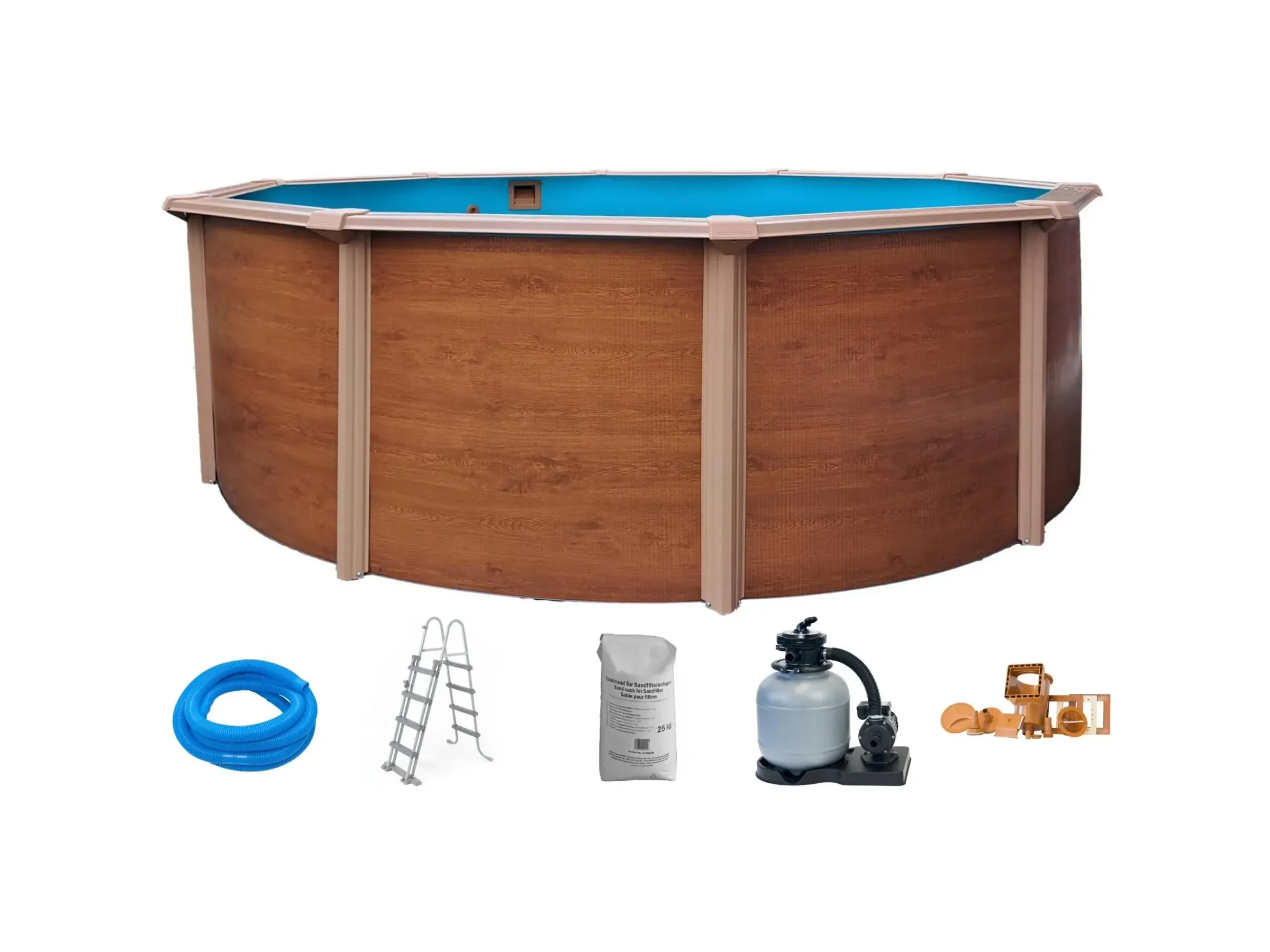 Summer Fun Stahlwandpool Set Holzdekor RIMINI rund 350 x 120 cm